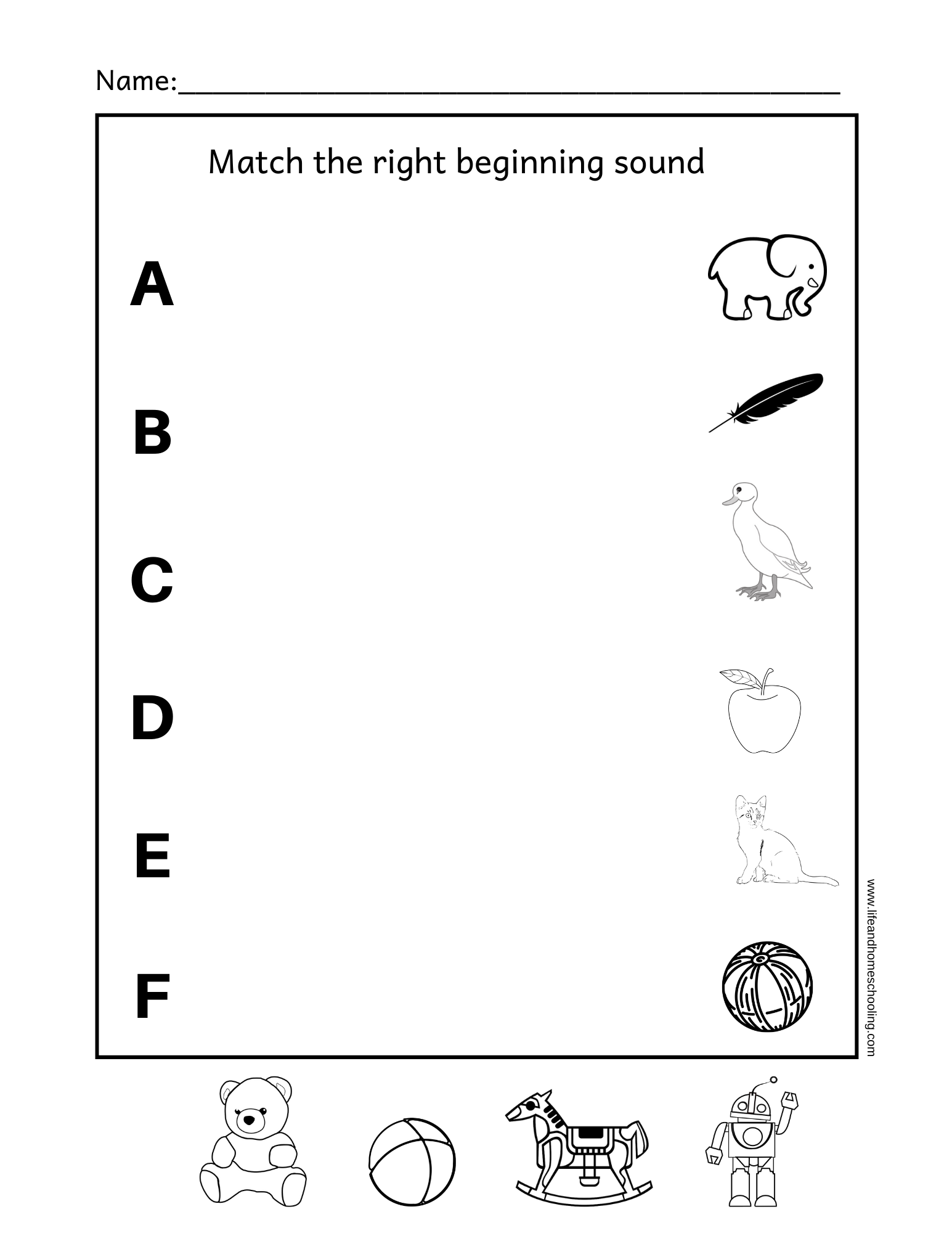 matching sheets for preschoolers