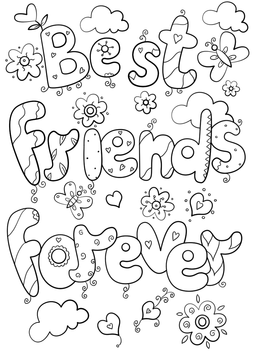 Best Friends Forever Coloring Page Free Printable