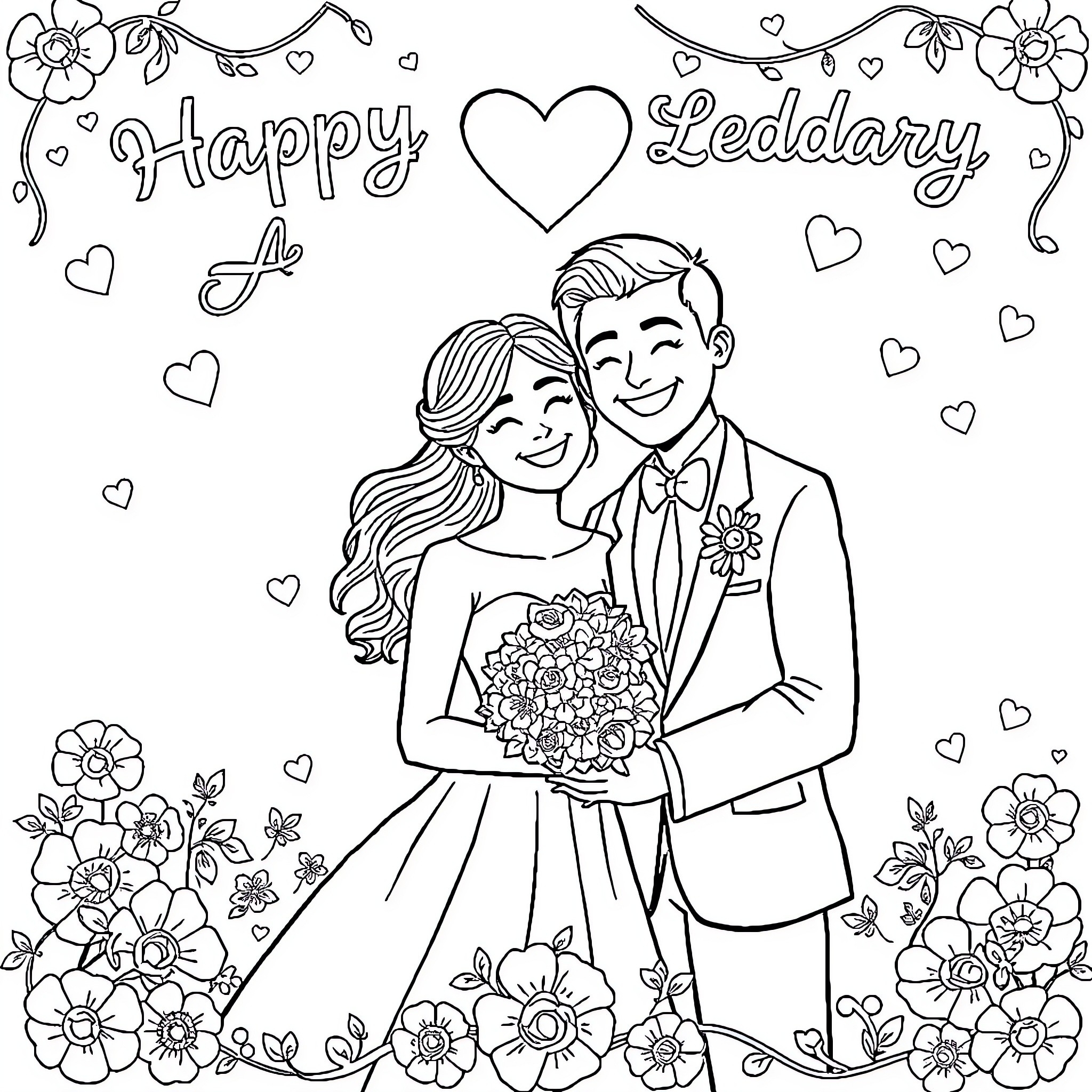 Best Wedding Anniversary Coloring Pages Free Printable PDF 