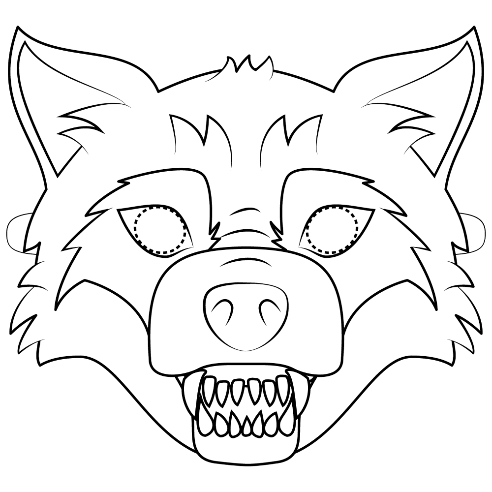 Big Bad Wolf Mask Coloring Page Free Printable