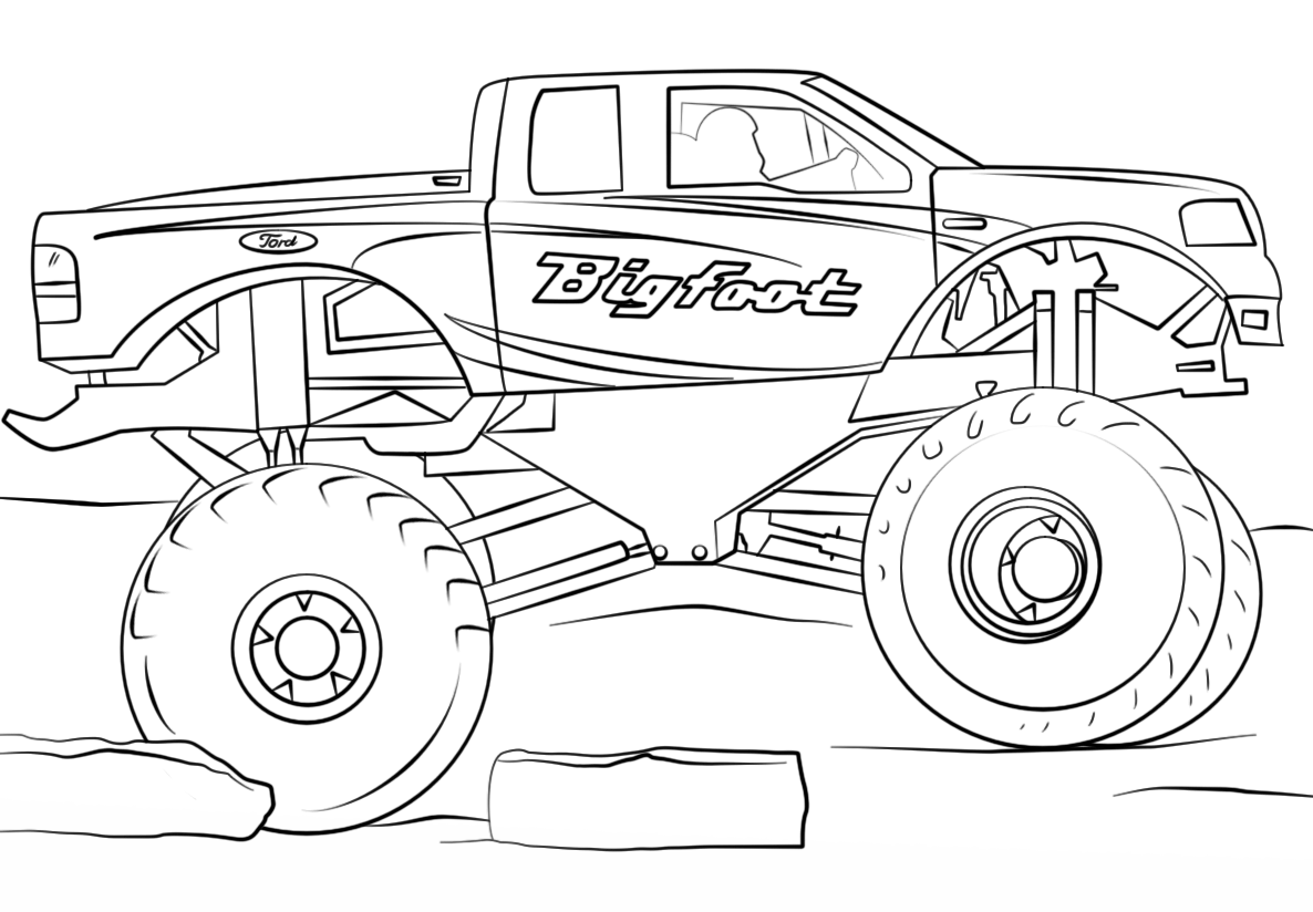 Bigfoot Monster Truck Coloring Page Free Printable