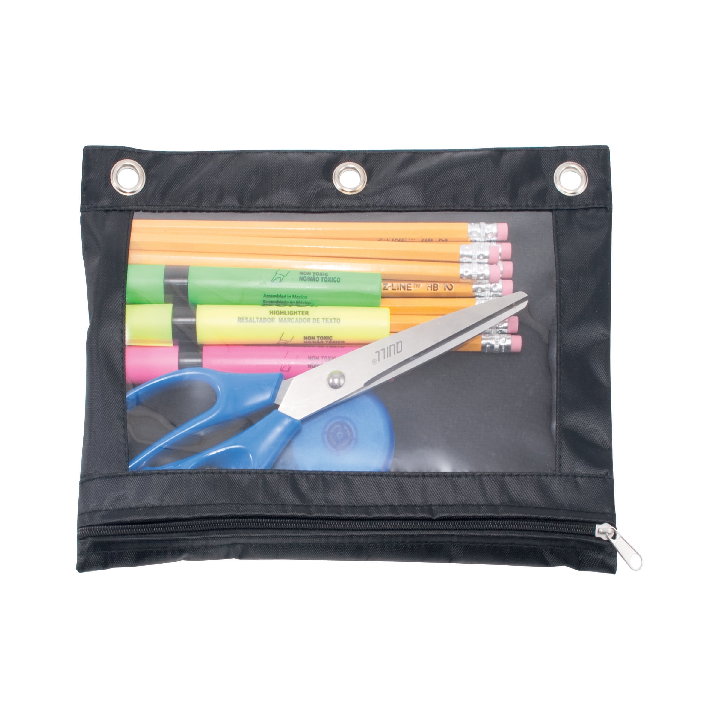 Binder Pencil Pouch 10 X 7 3 8 Black clear 3 pack Bundle Of 5 Packs Walmart