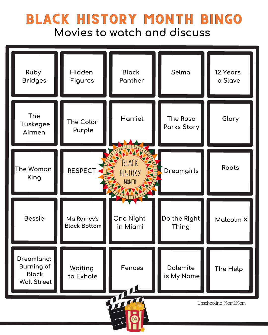 black history month bingo