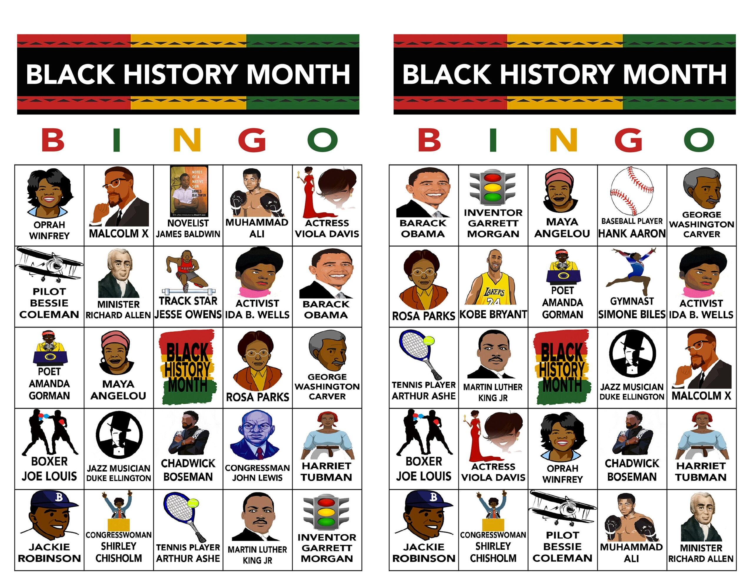 Black History Month Bingo Black History Games Black History Trivia School Activity Group Activity Instant Download 60 Different Cards Etsy