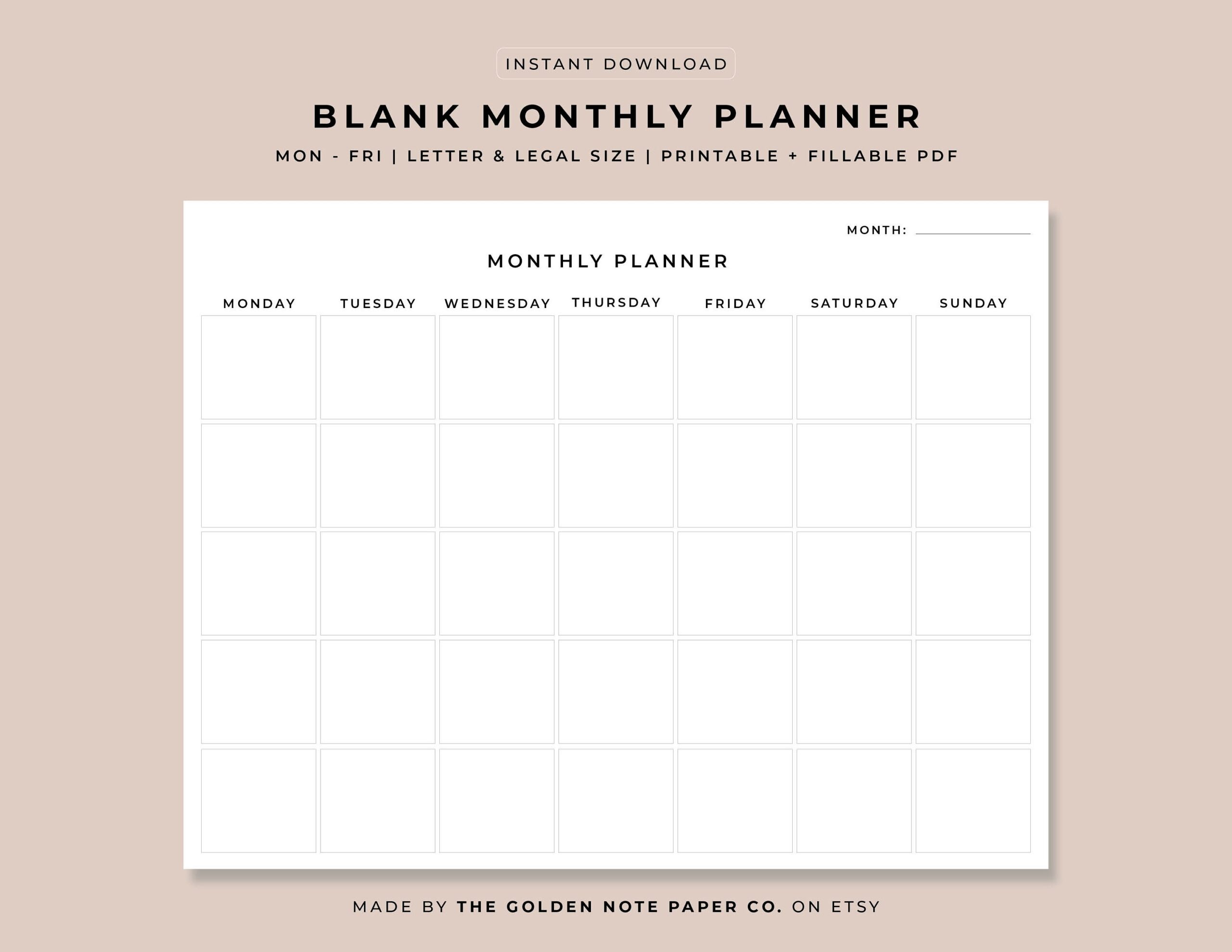month by month planner