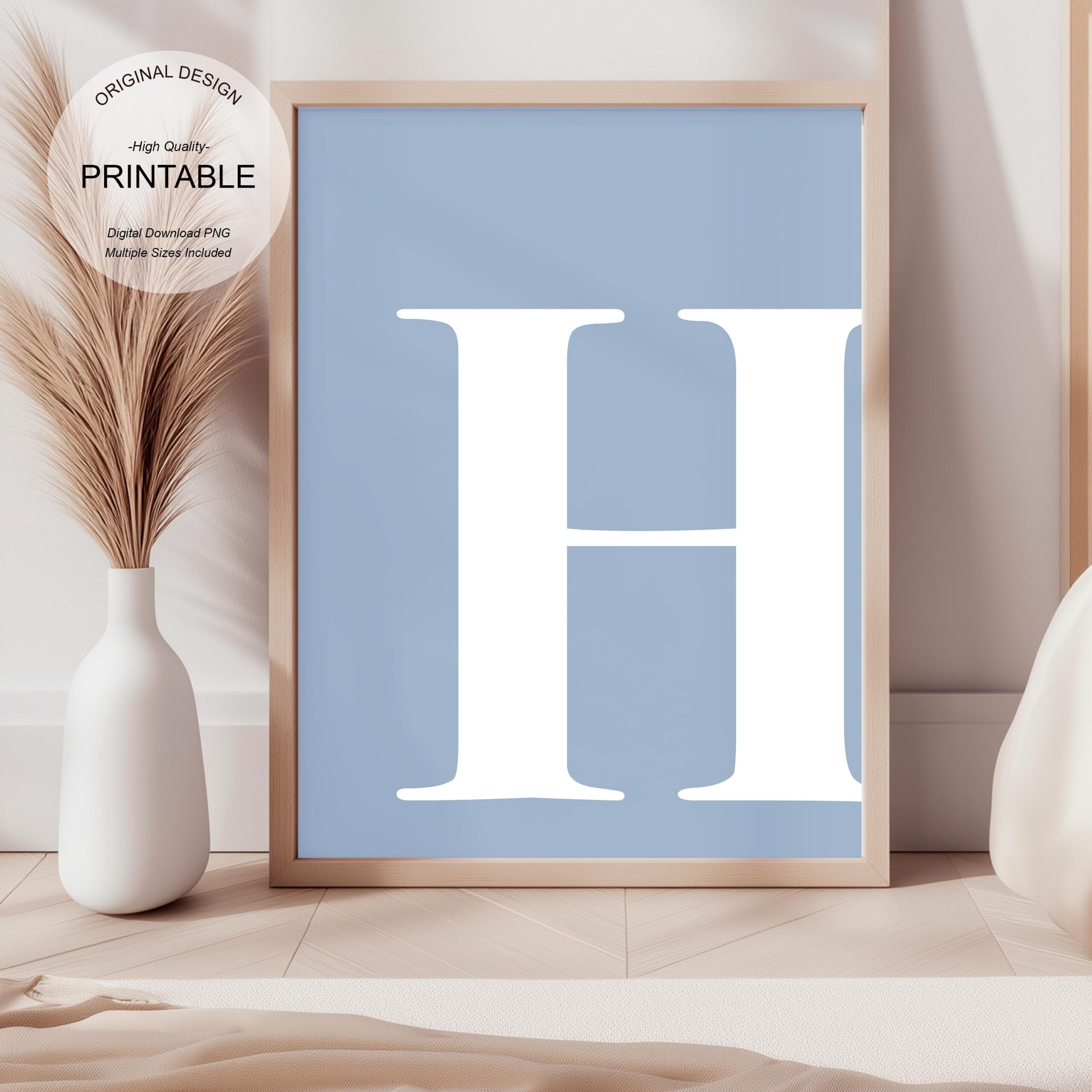 Blue Letter H Print Preppy Dorm Decor digital Download Etsy