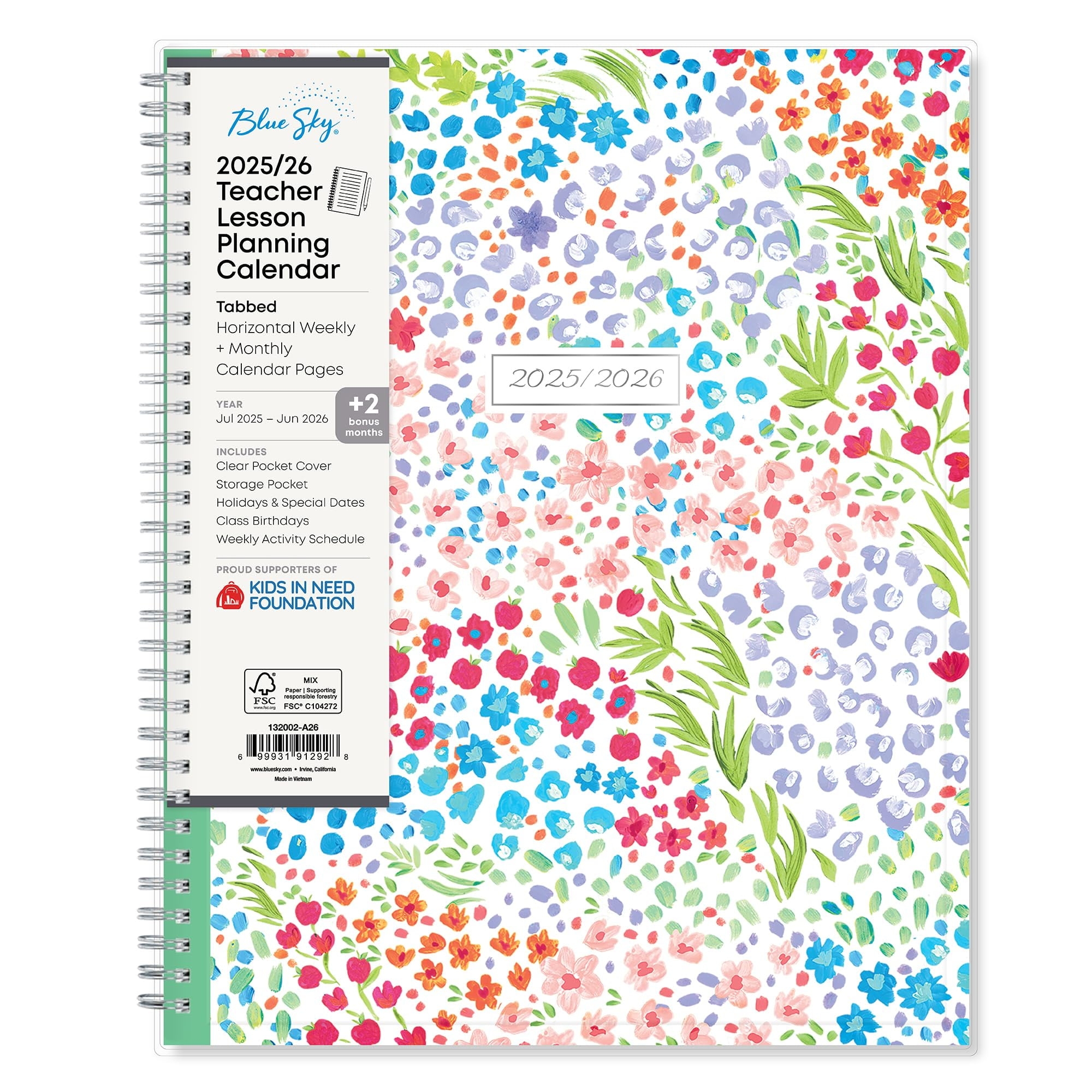 Blue Sky 2025 2026 Weekly And Monthly Academic Year Teacher Lesson Planner Calendar July 2025 June 2026 8 5 X 11 Flexible Cover Wirebound Laminated Tabs Storage Pocket Ditsy Dapple Light Walmart