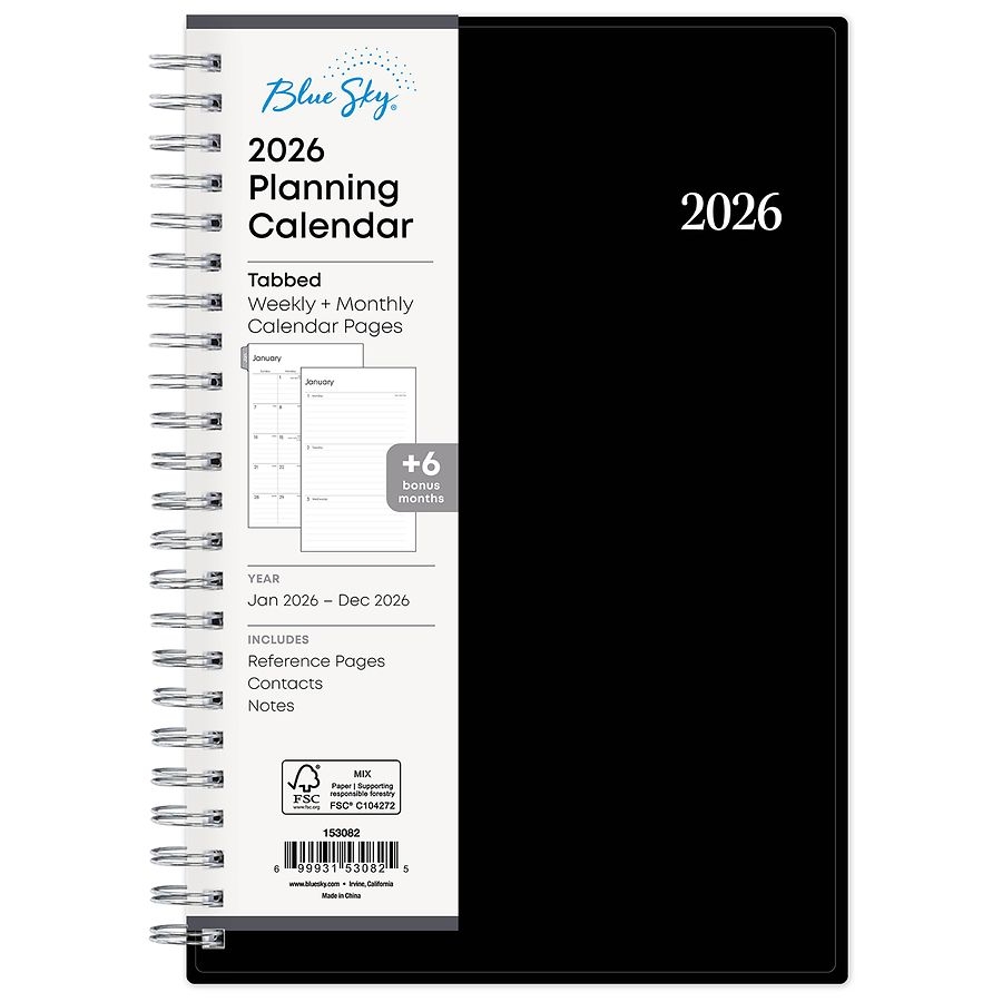 Blue Sky 2026 Planning Calendar Black Walgreens