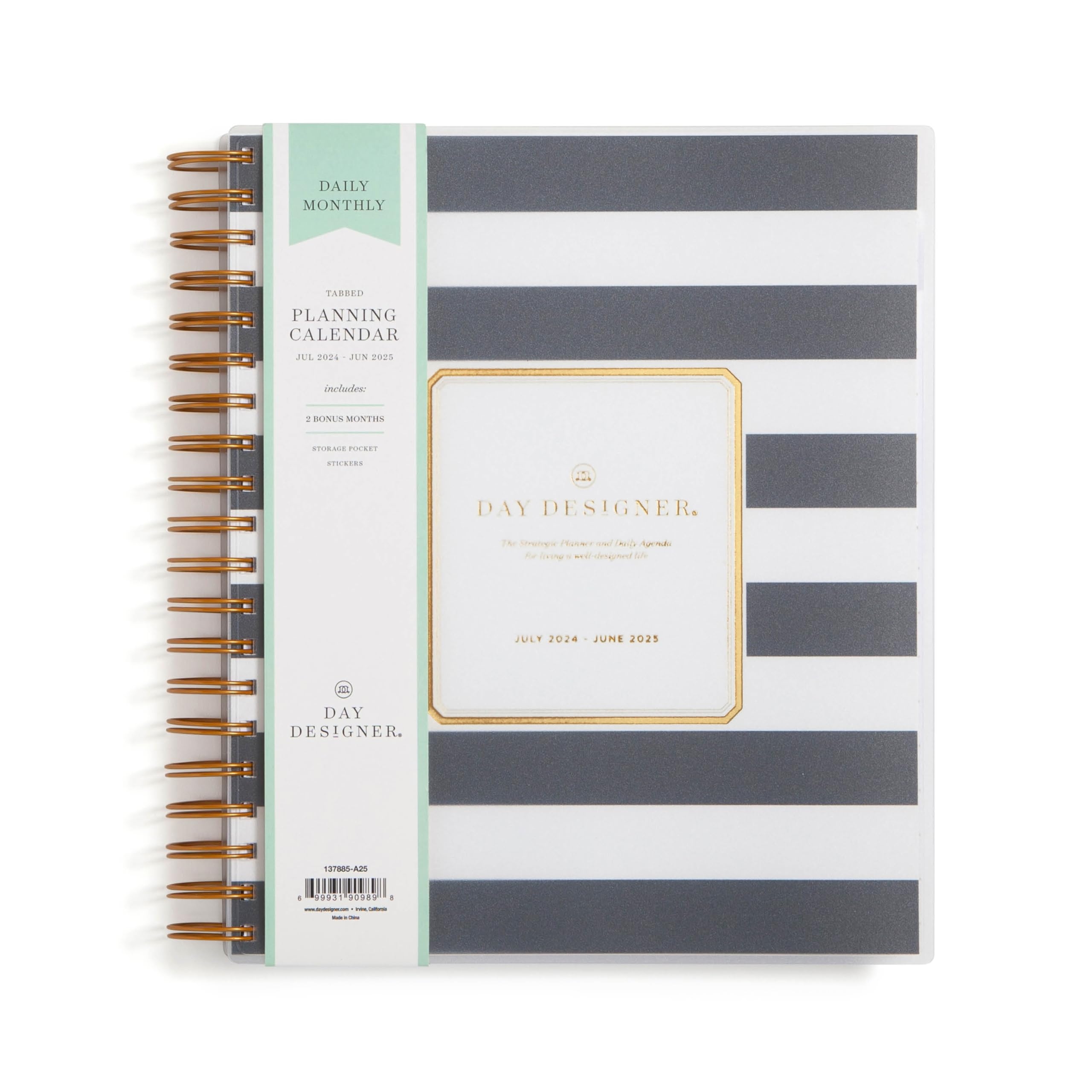 Blue Sky Day Designer For 2024 2025 Academic Year Daily And Monthly Planner 8 X 10 Frosted Cover Wirebound Black Stripe 137885 A25 BigaMart