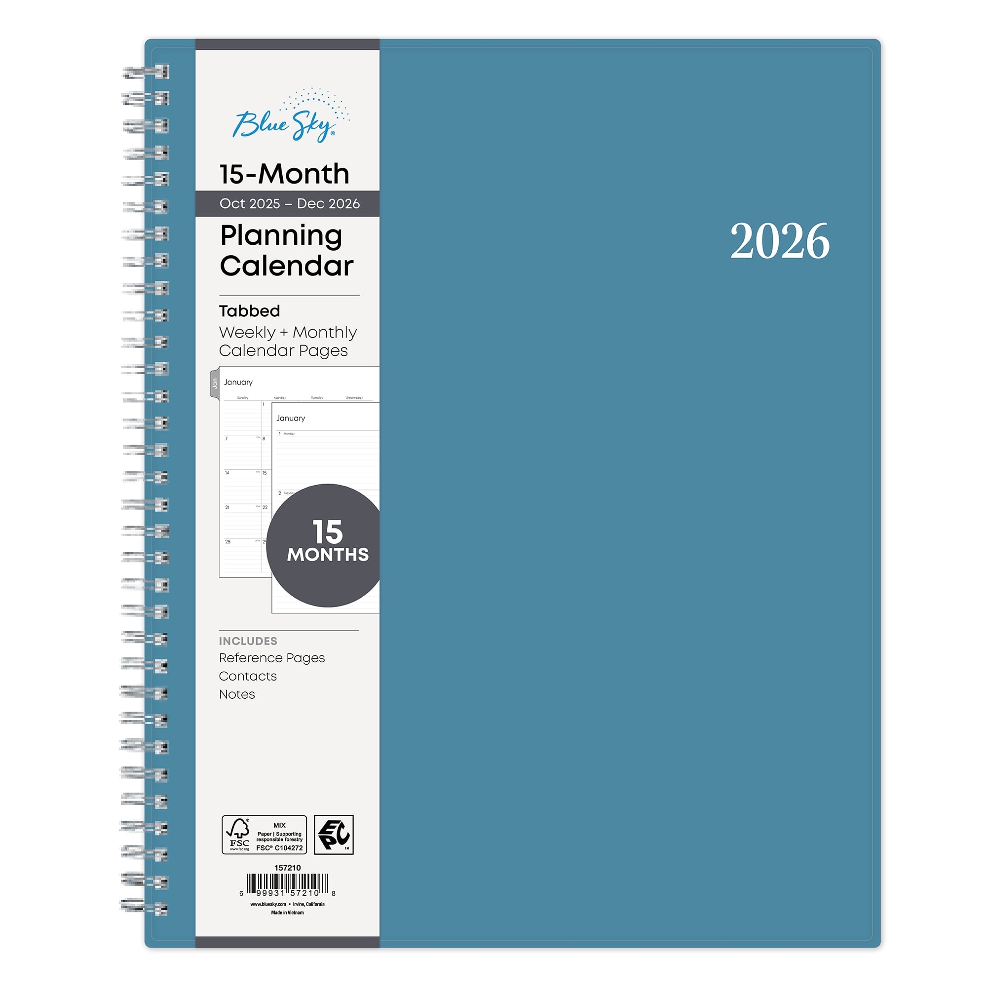 blue sky monthly weekly planner