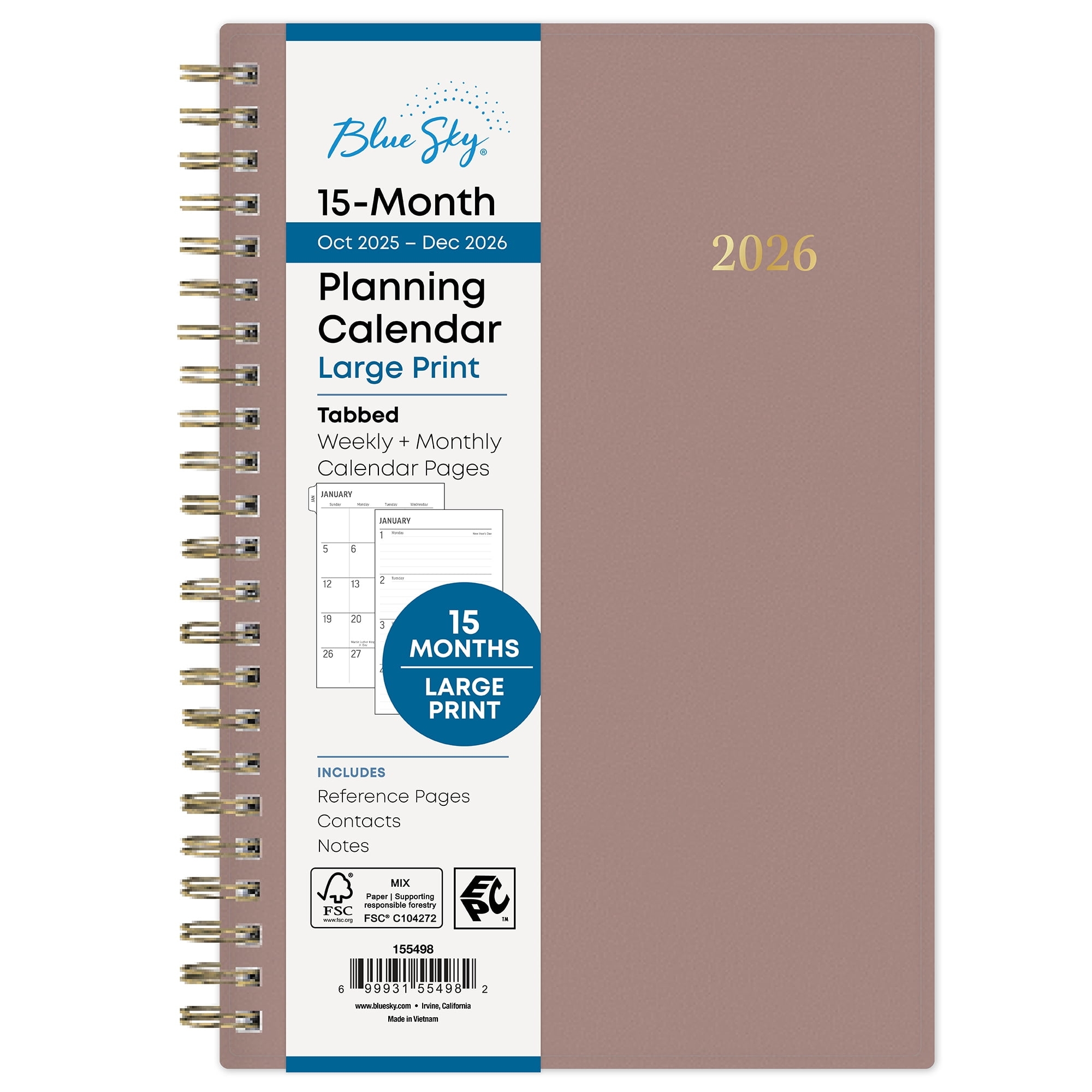 Blue Sky Monthly Weekly Medium Planner 5 X 8 Coco 15 Month October 2025 December 2026 Walmart