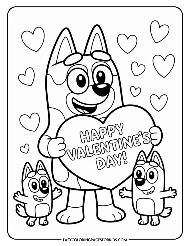 Bluey Valentines Day Coloring Page 11 Pages To Print Easy Coloring Pages For Kids