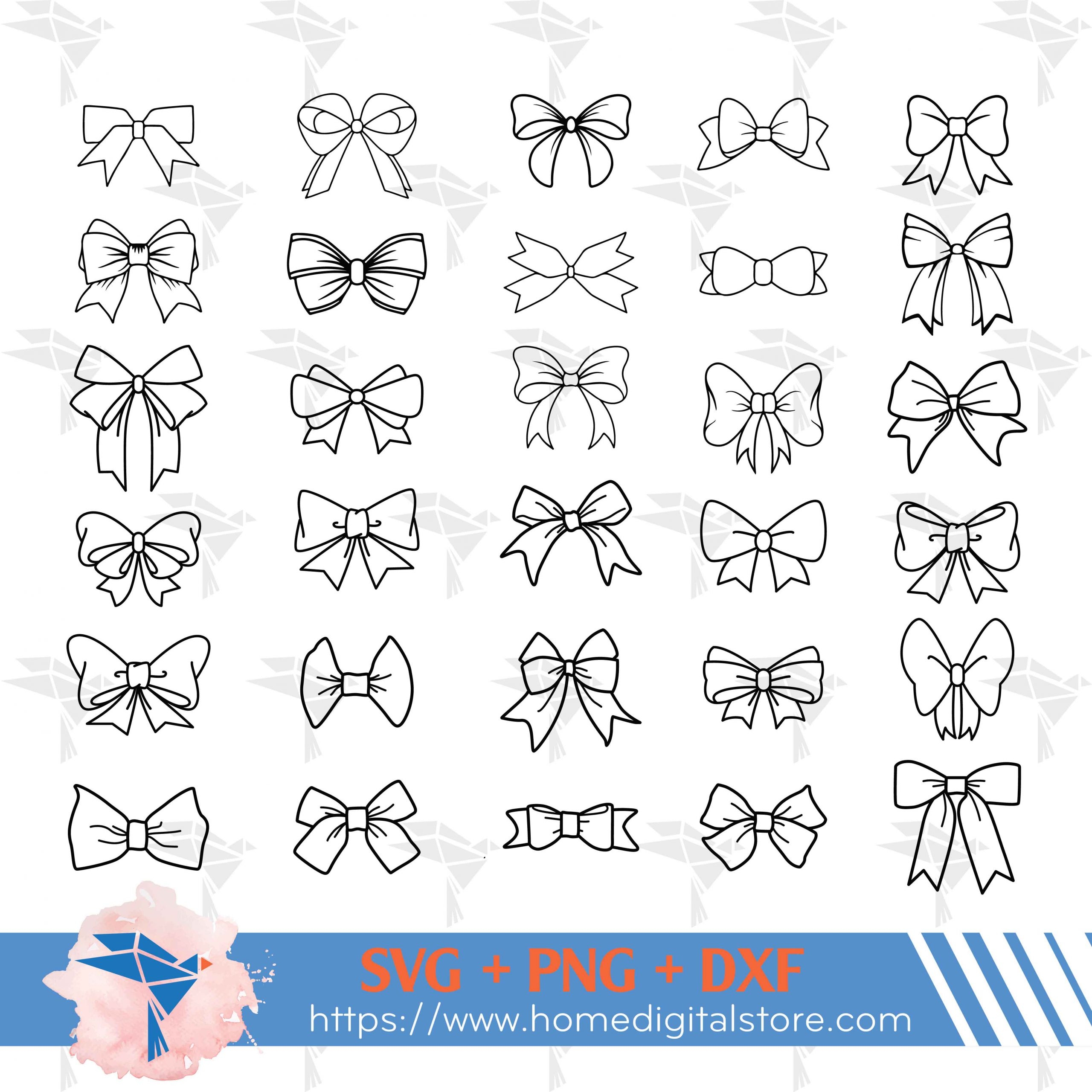 Bow Outline SVG PNG DXF