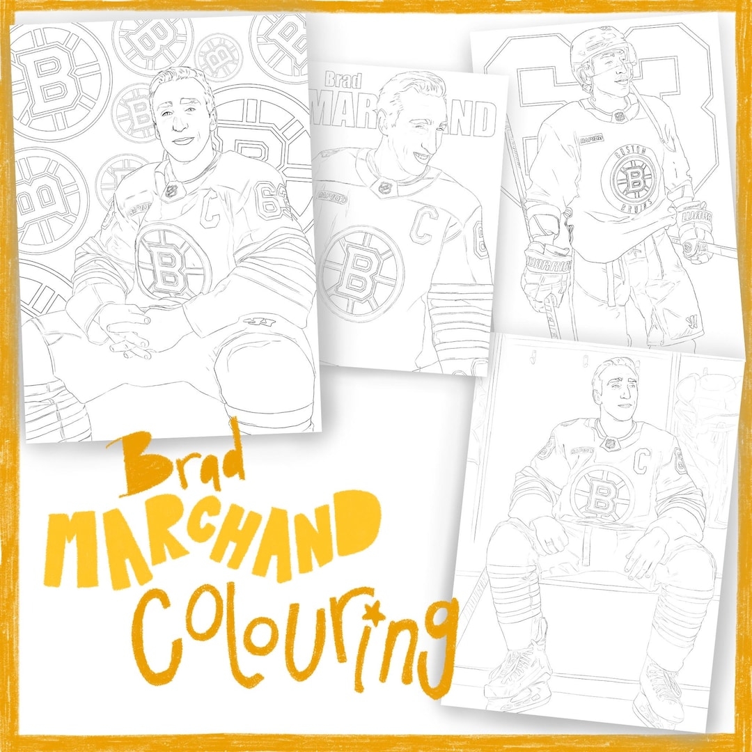 Brad Marchand Coloring Printables Pages Poster Boston Bruins NHL Ice Hockey Etsy