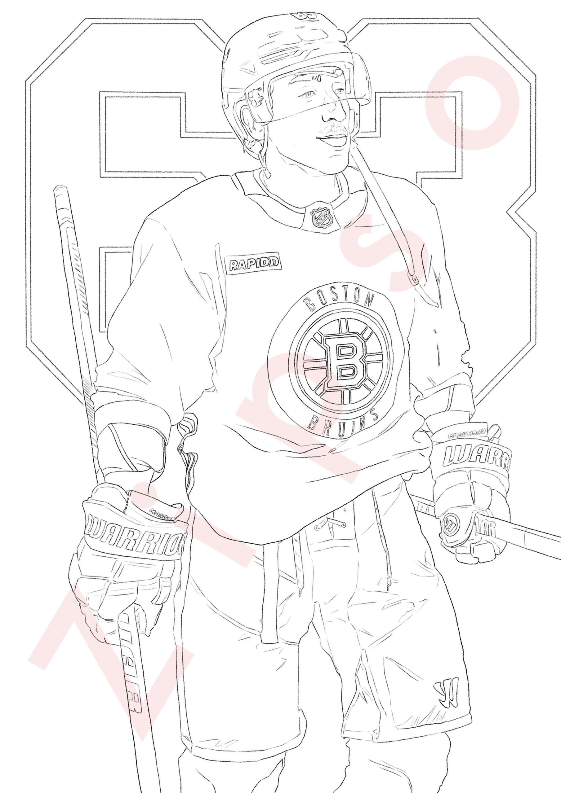 Brad Marchand Coloring Printables Pages Poster Boston Bruins NHL Ice Hockey Etsy