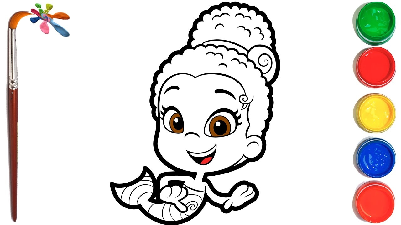 BUBBLE GUPPIES Zooli Coloring And Drawing For Kids Draw With A Brush YouTube
