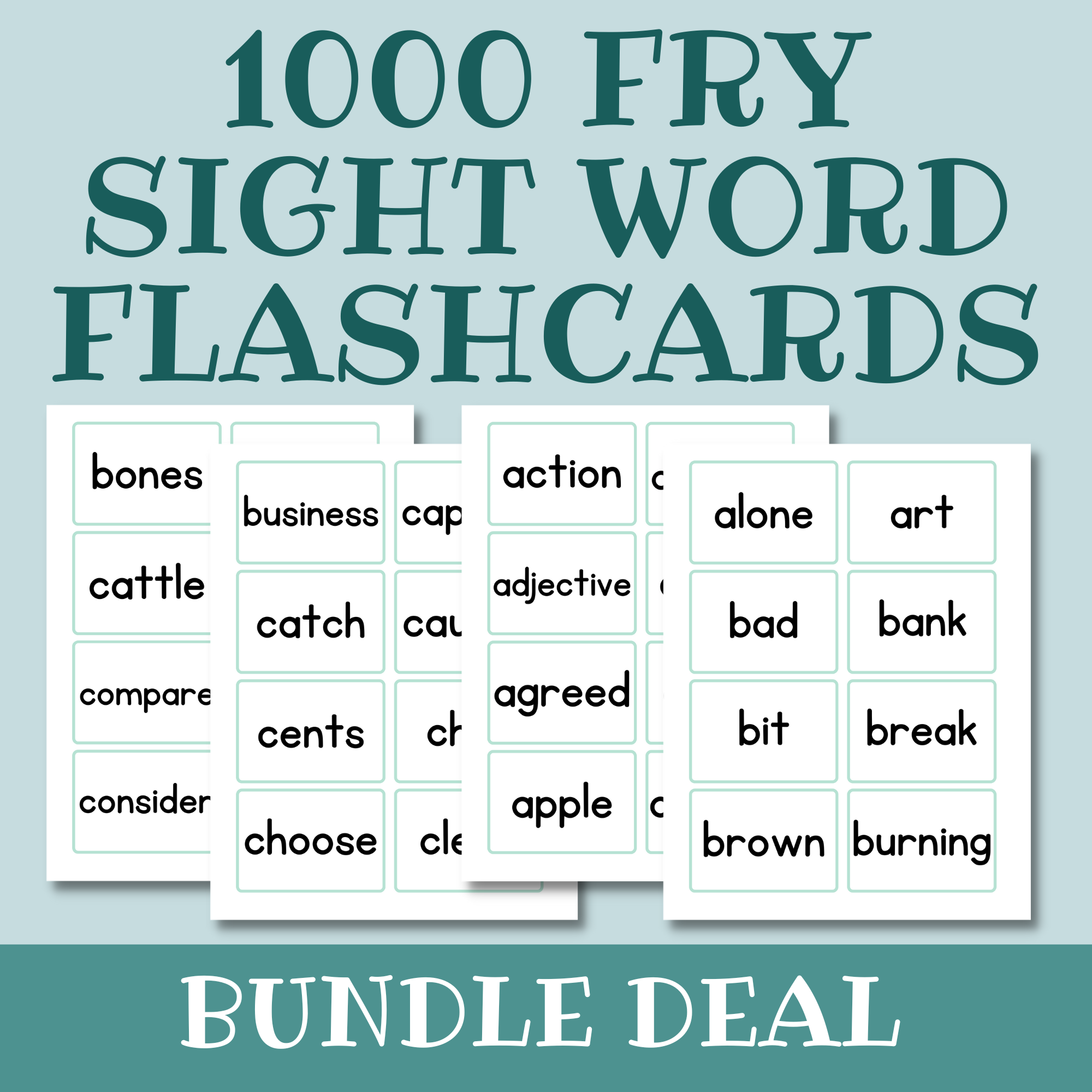 BUNDLE 1000 Fry Sight Word Flashcards Print And Cut Early Readers Sight Word Cards Reading Fluency Resource Classful
