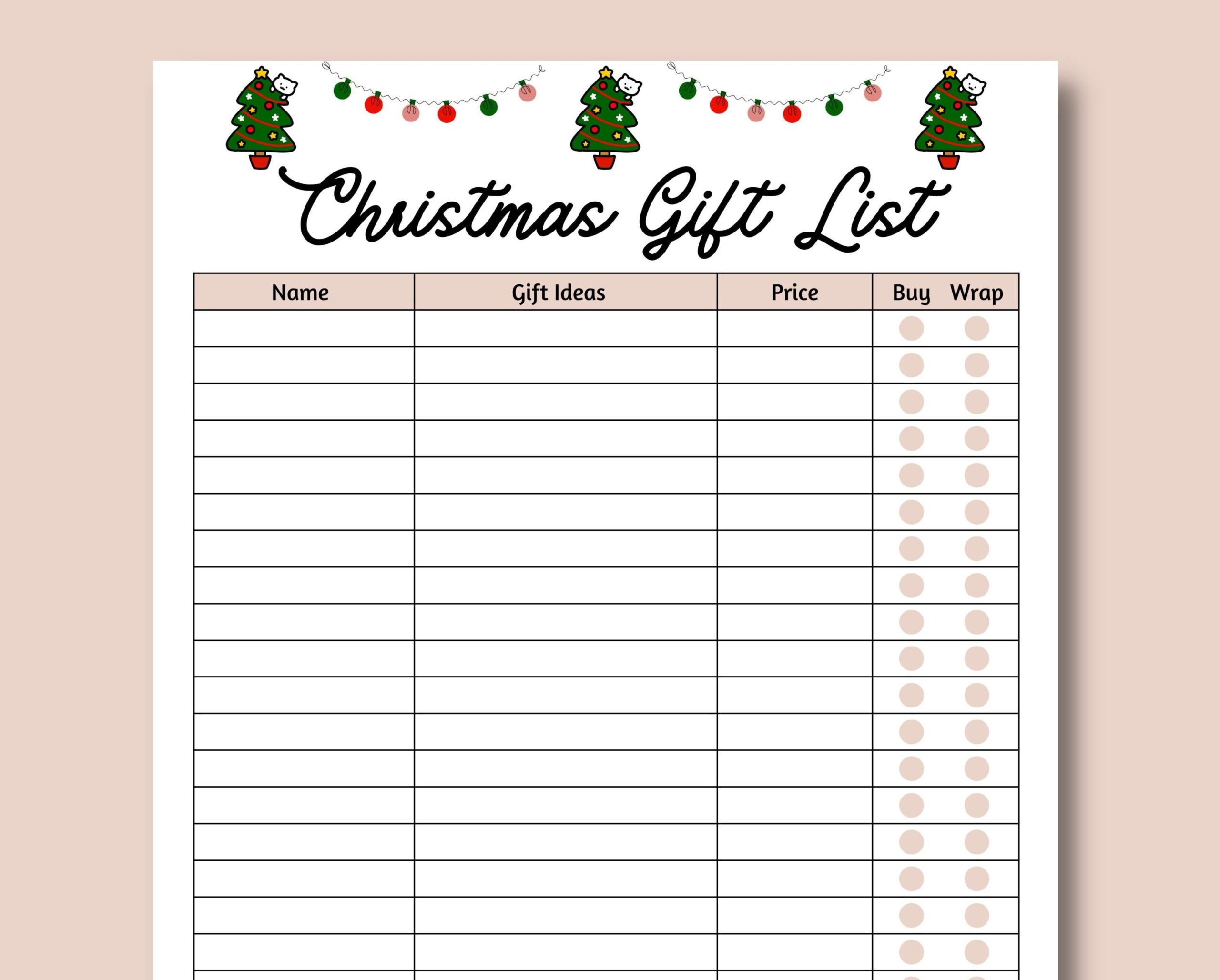 Buy Christmas Gift List Editable Fillable PDF Printable Christmas Planner Printable Christmas To Do List Template Holiday Gift List Online In India Etsy