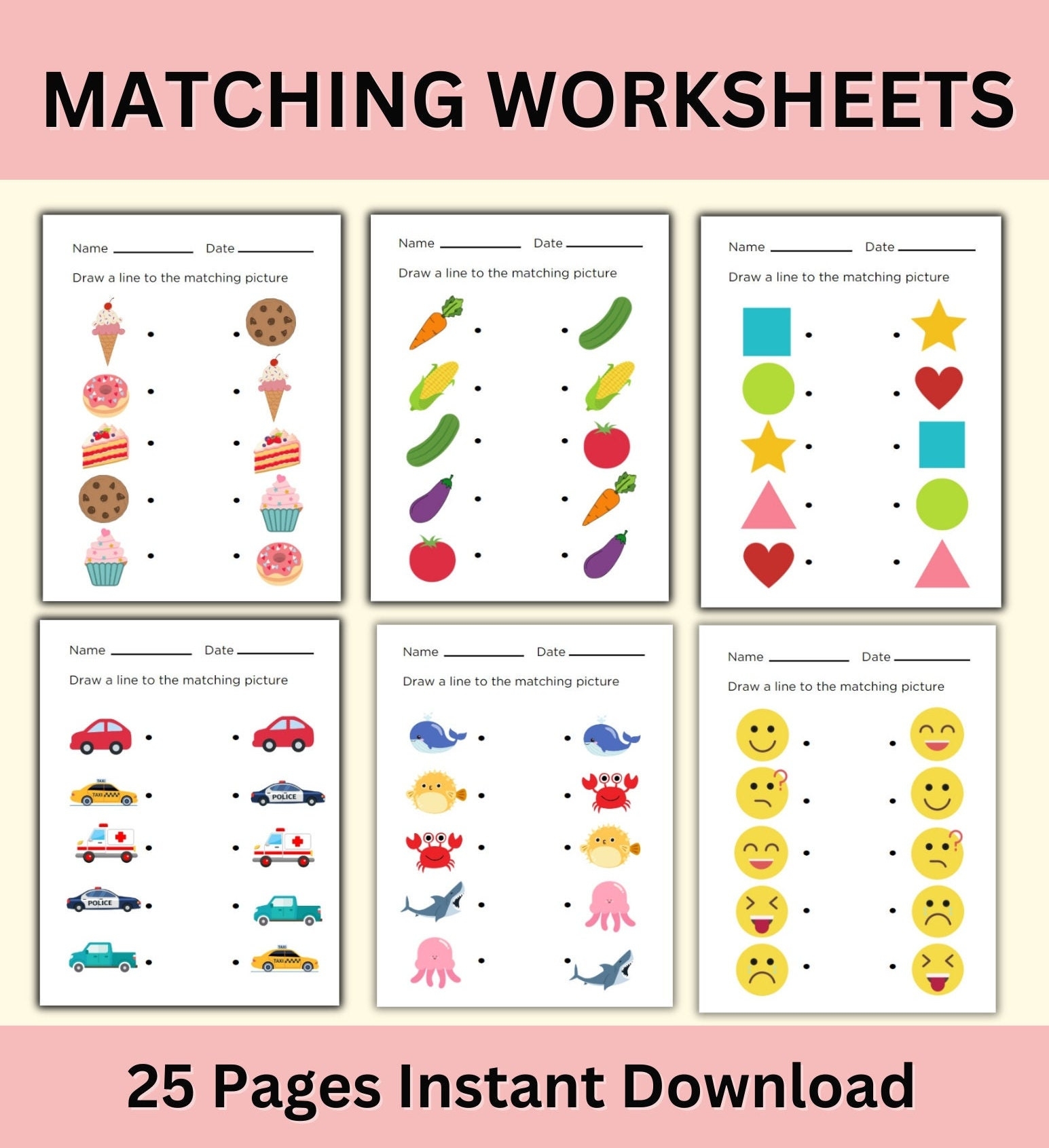 preschool matching worksheet