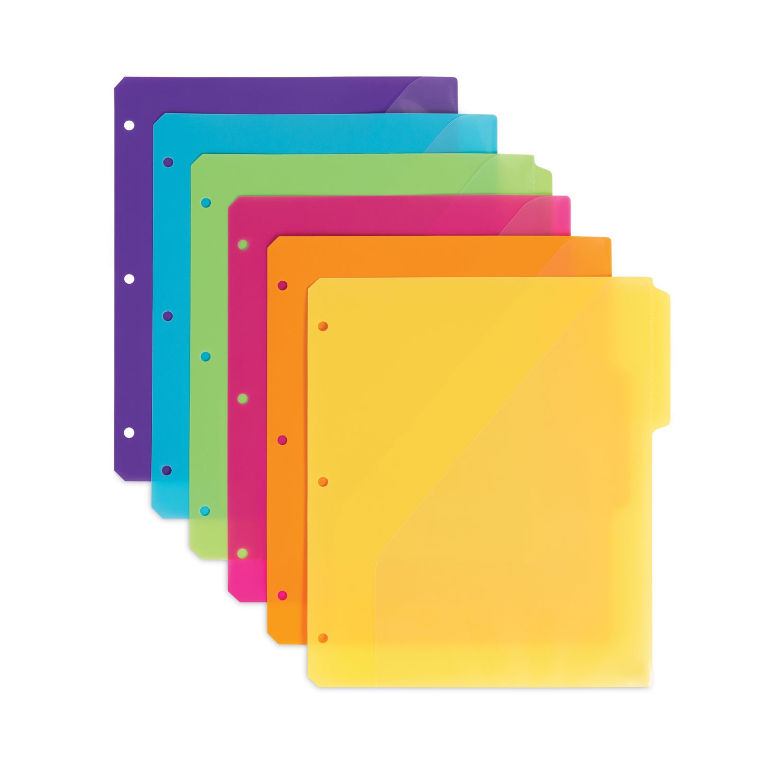 Buy Three Ring Binder Poly Index Dividers With Pocket 9 75 X 11 25 Assorted Colors 30 Box Online Janeice Products Co Inc