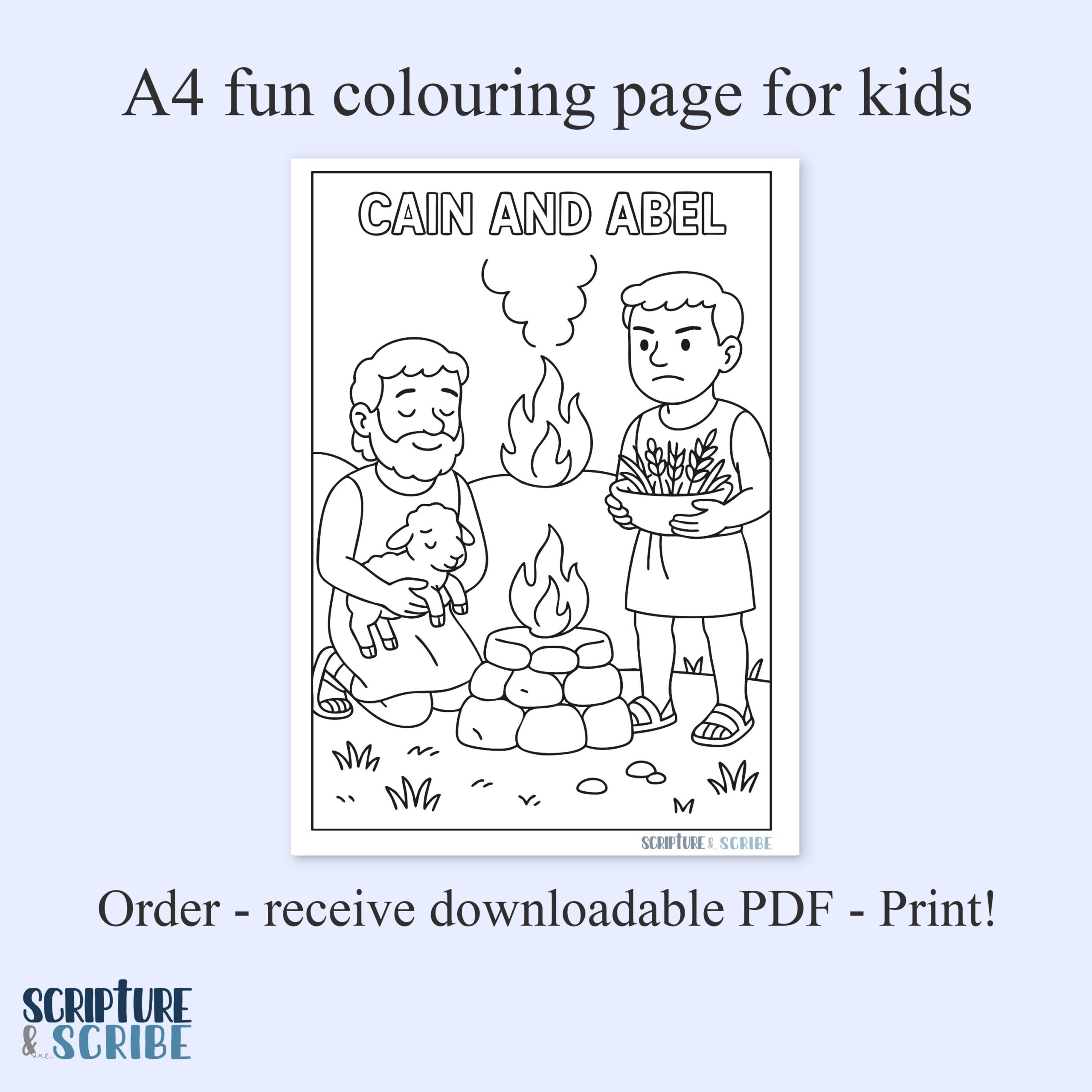 Cain And Abel Bible Colouring Page For Kids Christian Printable PDF Sunday School Activity Sheet Kids Colouring Page Bible Colouring Etsy