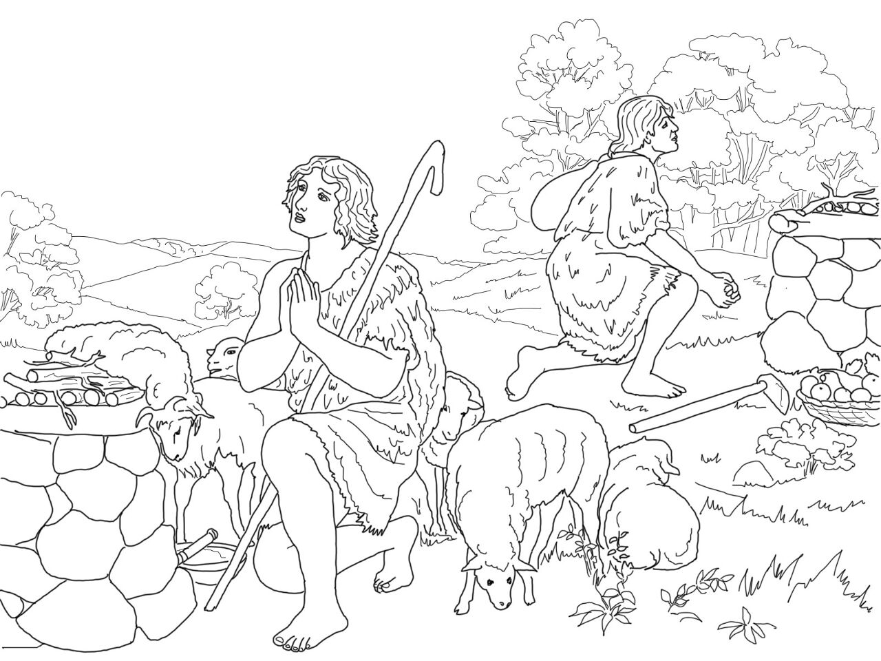 cain and abel coloring book