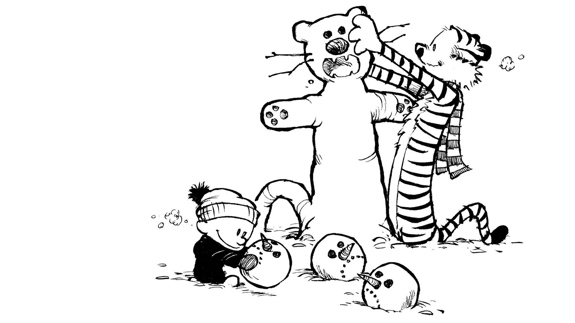 Calvin Hobbes Comic Snowman Shenanigans HD Wallpaper 