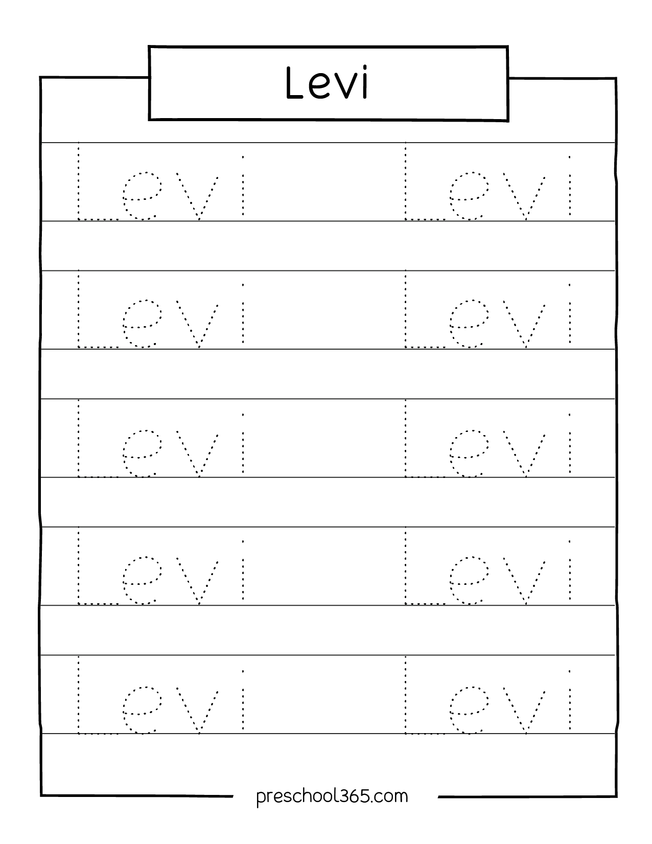 name trace printable