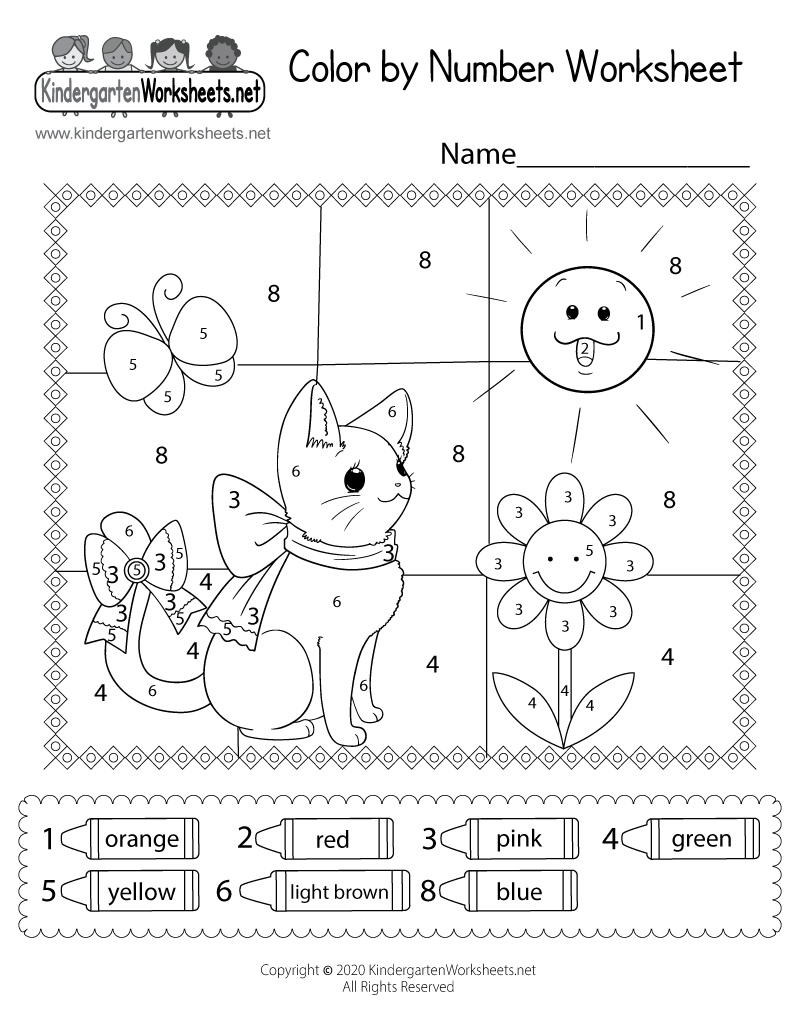 kindergarten color by number free