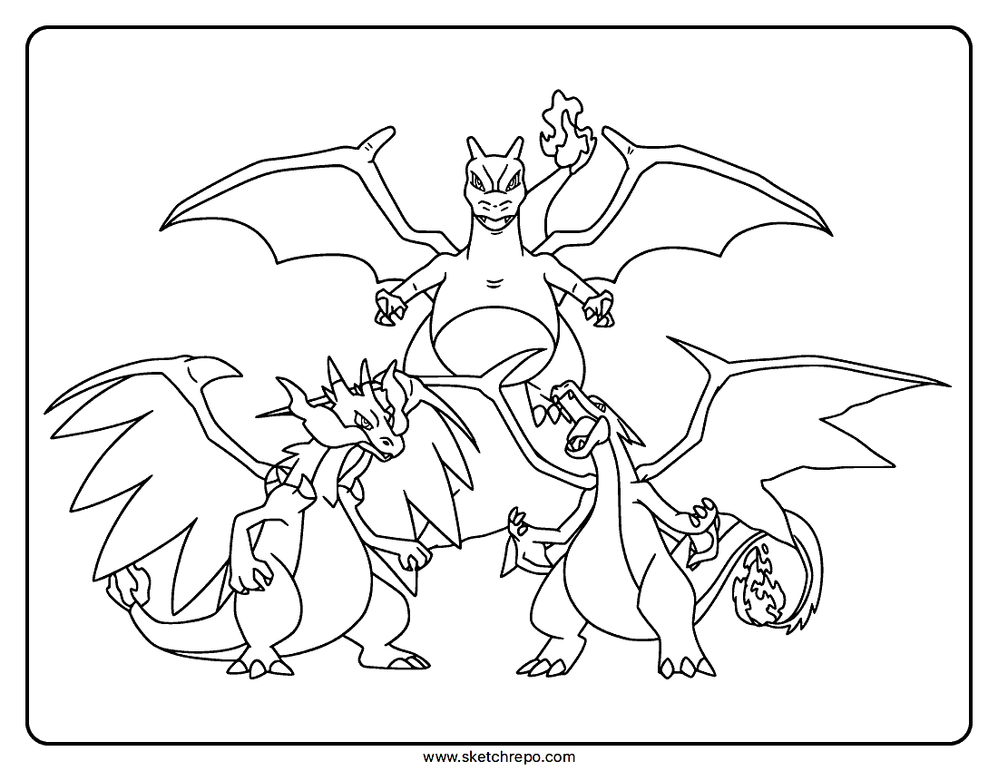 mega charizard x colouring pages