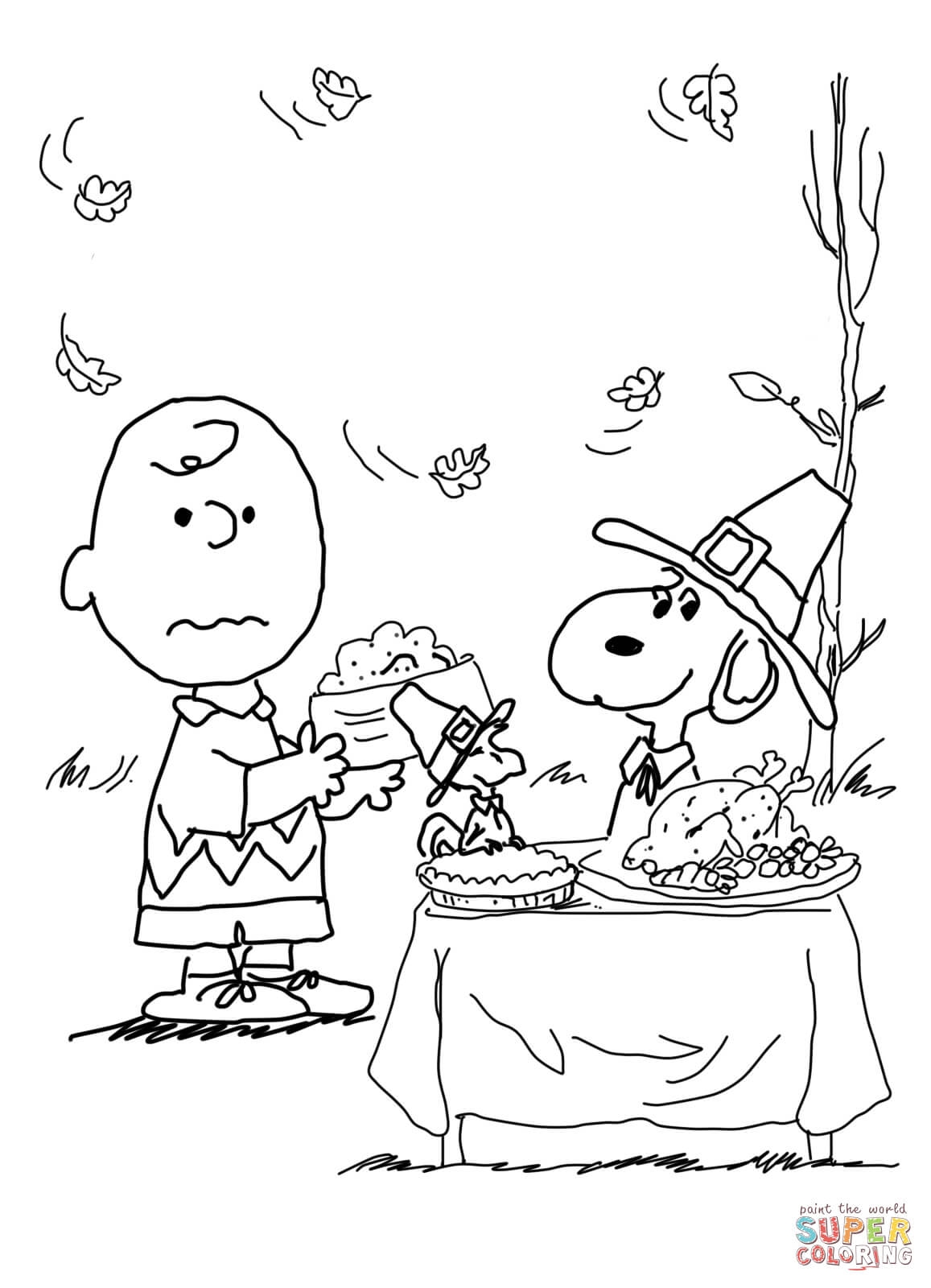 Charlie Brown Thanksgiving Coloring Page Free Printable