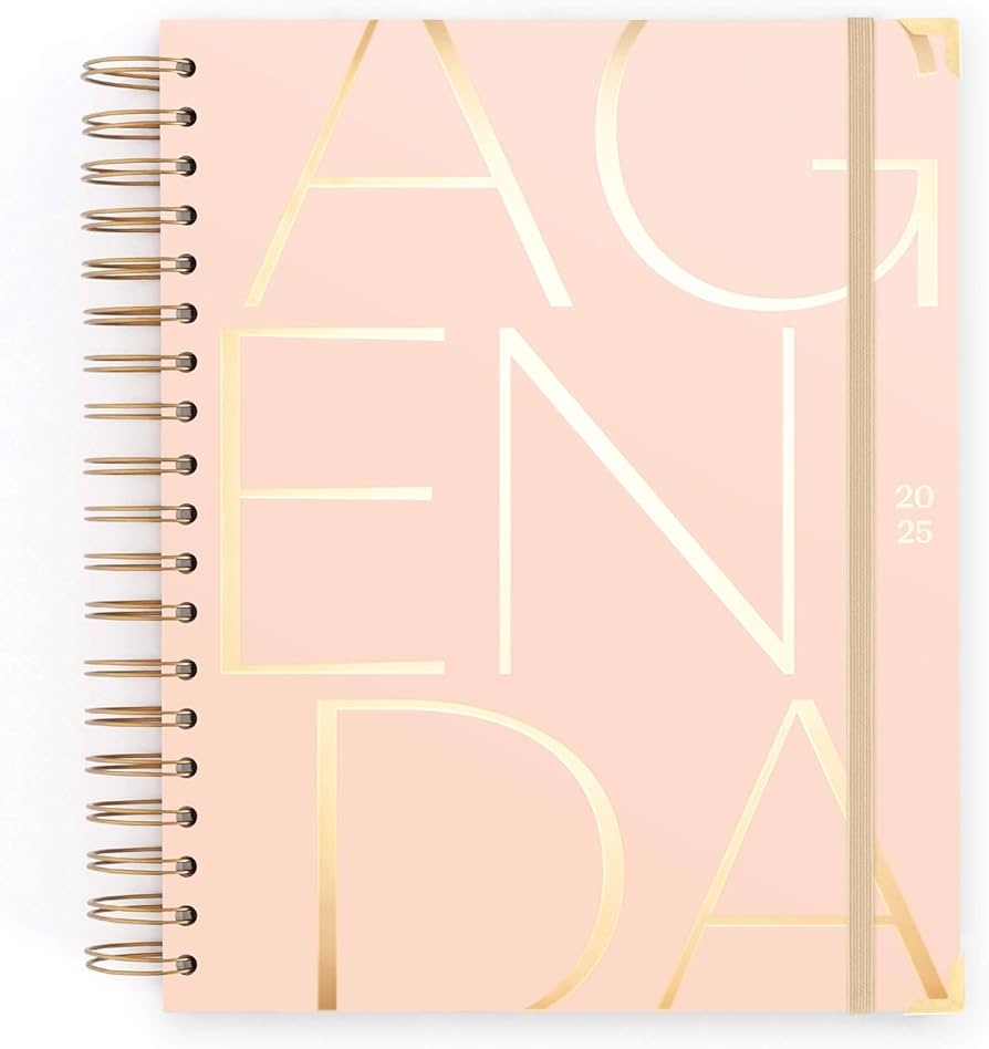 CHARUCA Jumbo Daily Diary 2025 January 2025 December 2025 Hardcover 200 Pages 120 G Paper Large Format 25 5 X 22 Cm Made In Spain Gold Details Elastic Closure Pink Amazon be Office Products