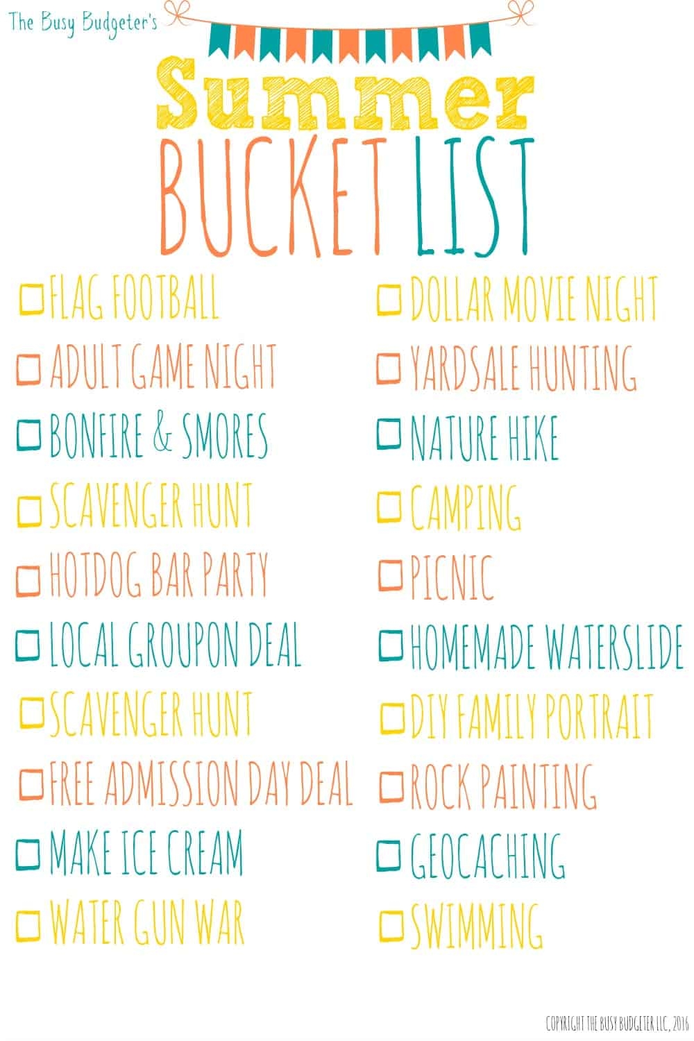 bucket list for summer