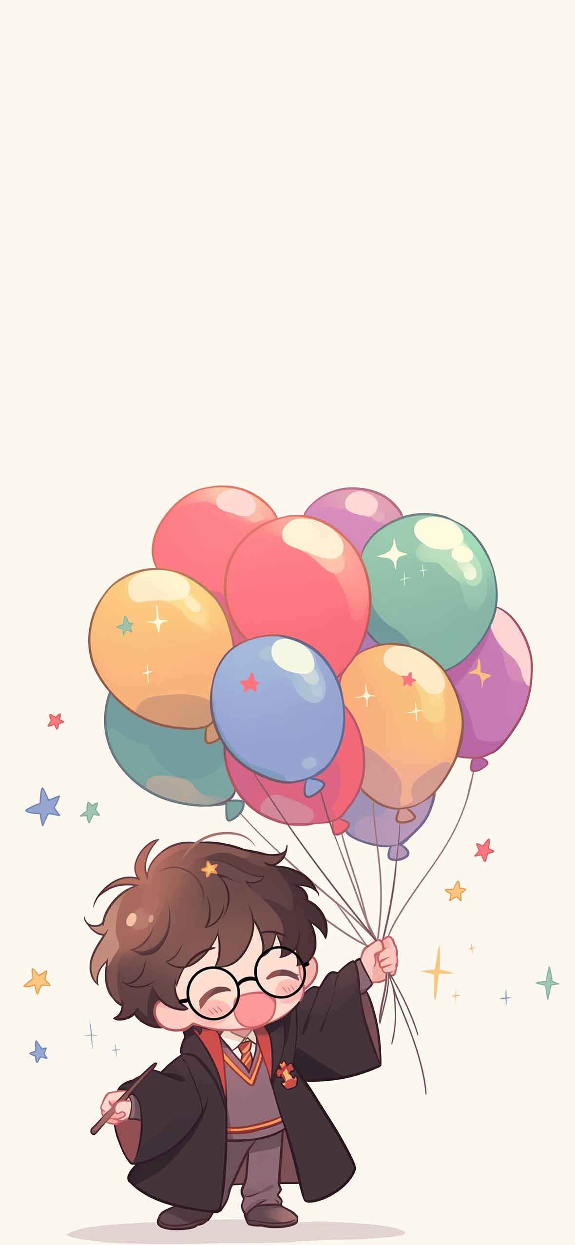 Chibi Harry Potter With Balloons Magic Wallpapers Cute Wallpapers