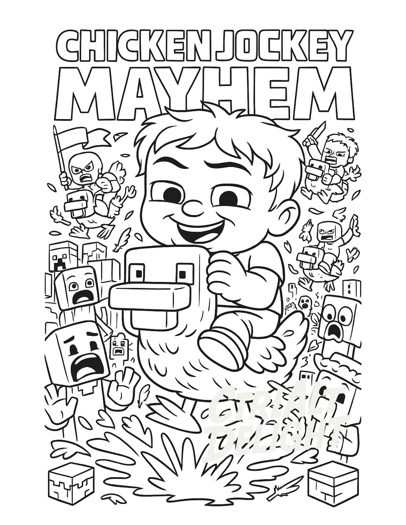 minecraft coloring page chicken jockey