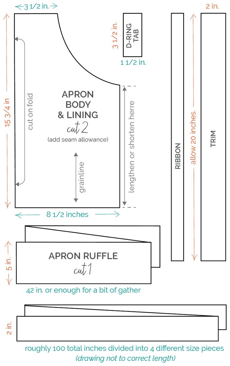 Child Adult Apron Sewing Patterns Free DIY Printable Template 