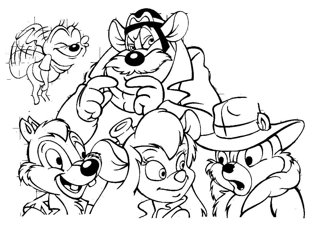 Chip Dale And Their Friends Coloring Page Free Printable