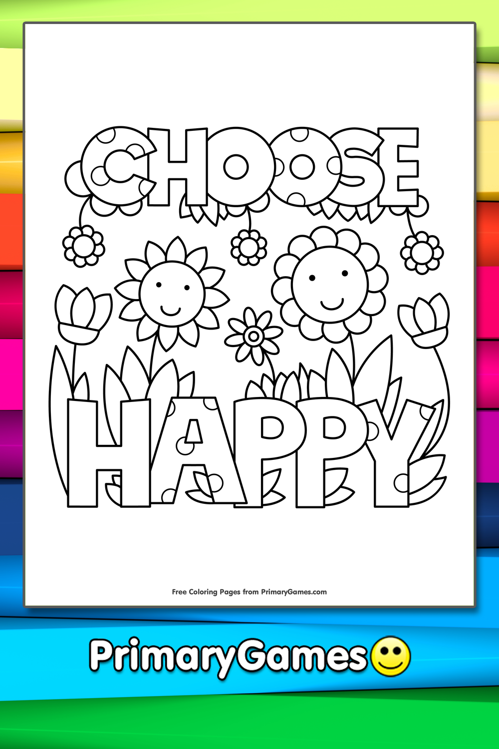 Choose Happy Coloring Page FREE Printable PDF From PrimaryGames