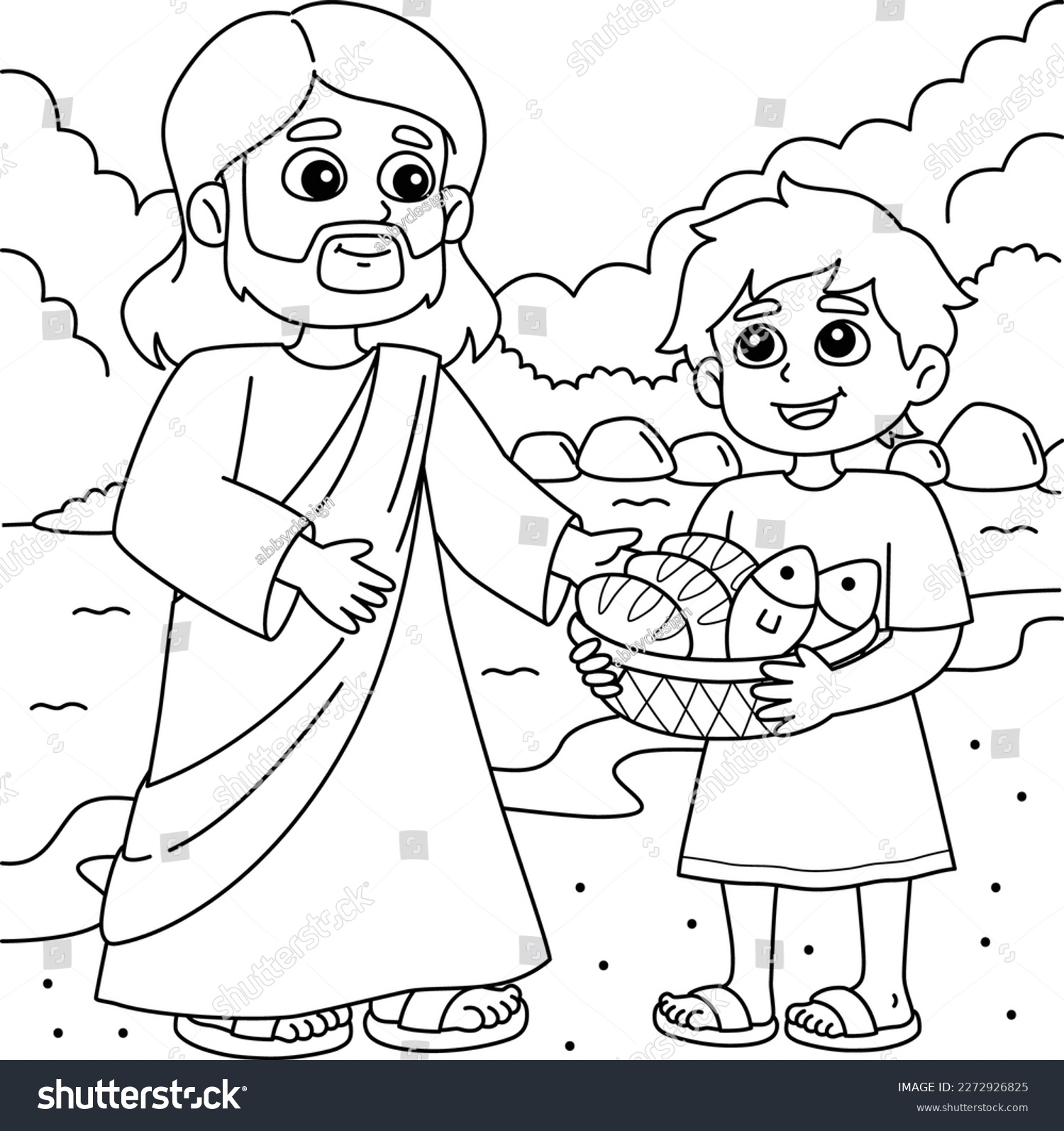 Christian Jesus Feeds 5000 People Coloring Stock Vector Royalty Free 2272926825 Shutterstock