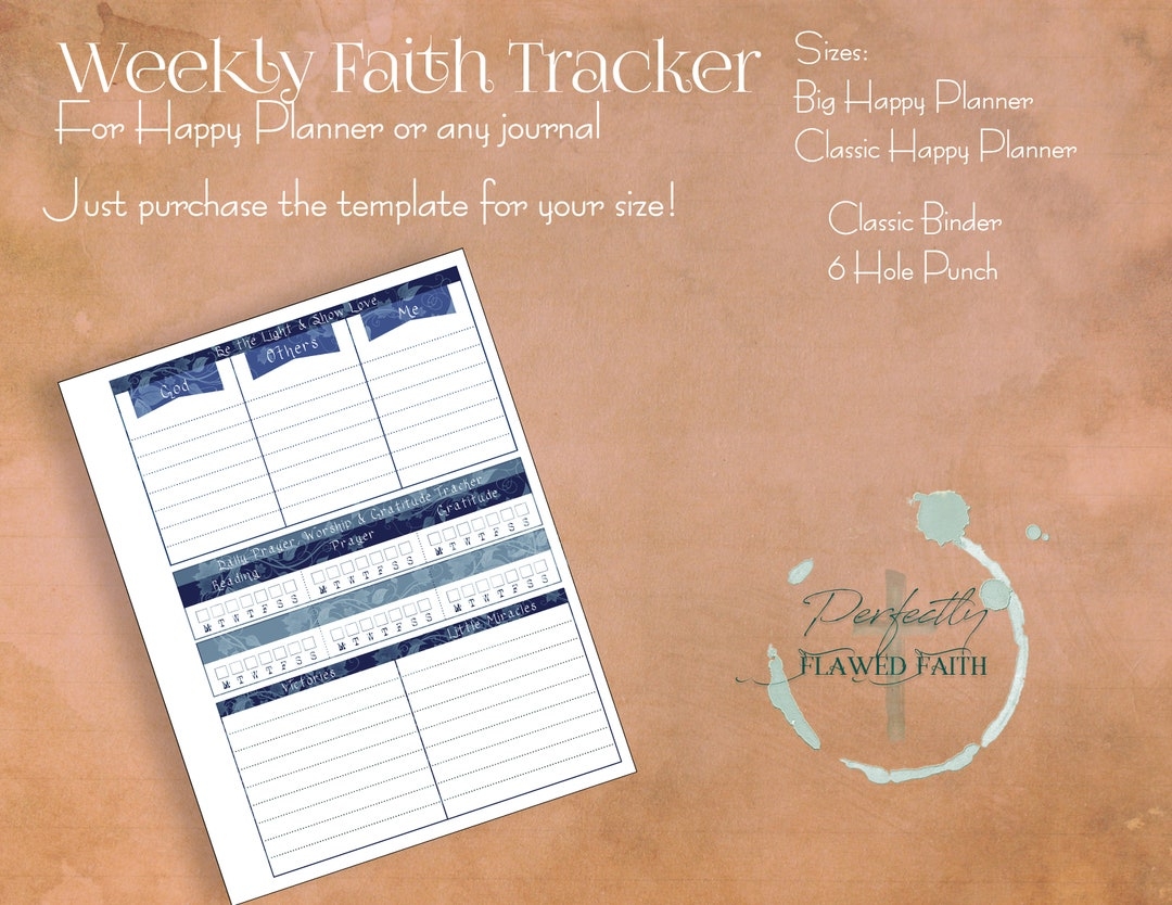 Classic Happy Planner Weekly Faith Tracker Page For Journals Disc Planners And Any Kind Of Personal Journal Etsy