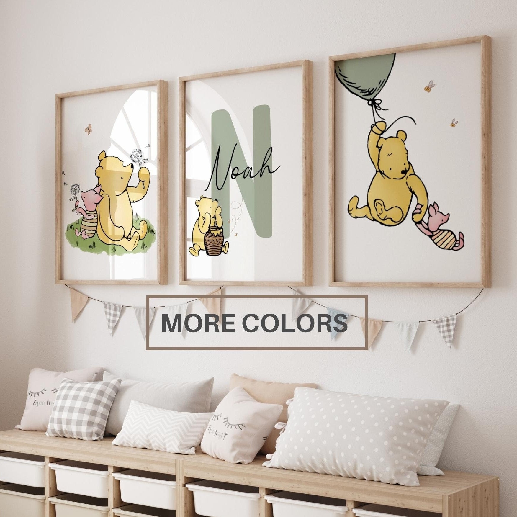 Clearance Pooh Nursery Decor On Sale Set Of 3 Classic Winnie The Pooh Personalised Name Print