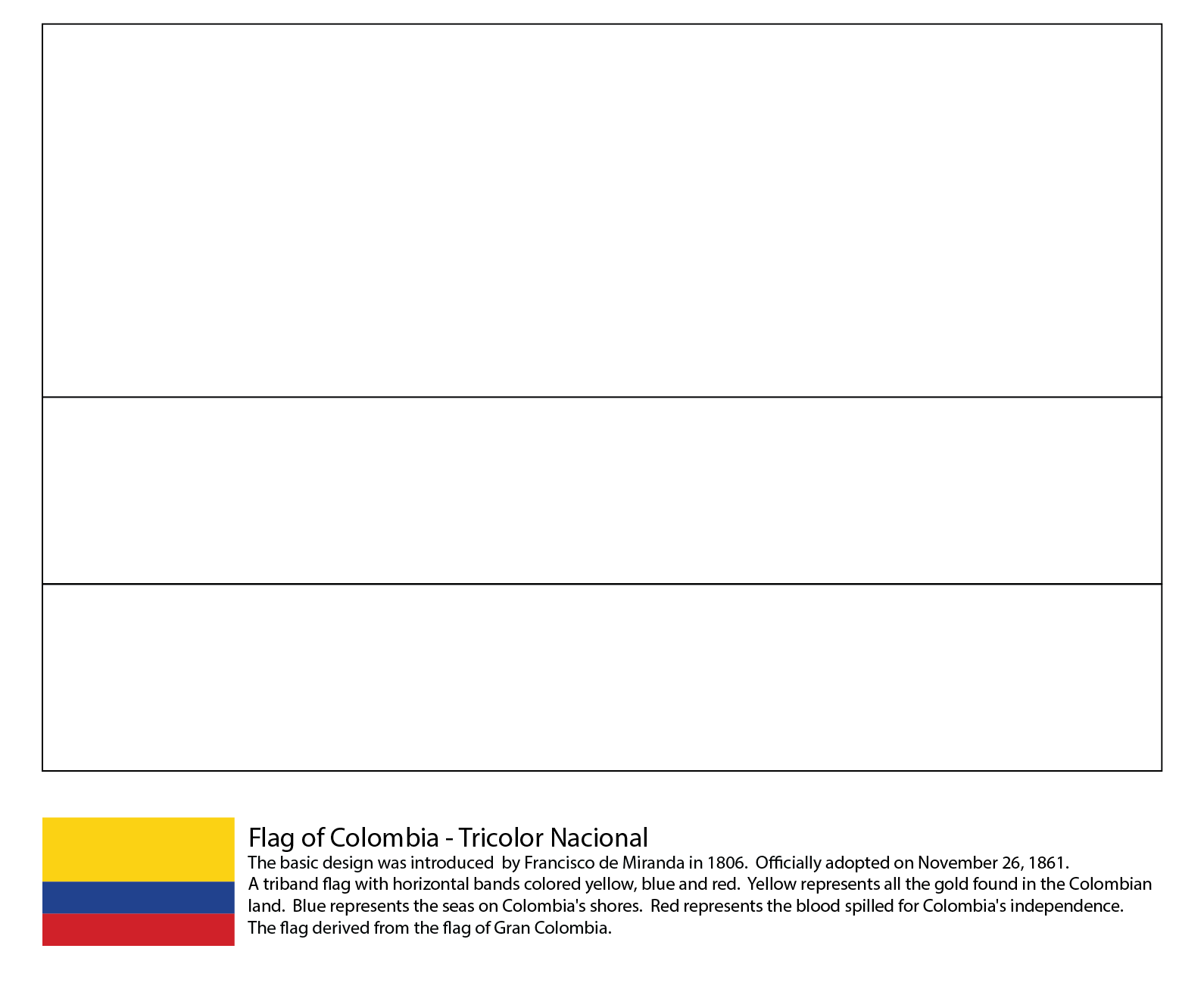 Colombia Flag Coloring Page Free Printable
