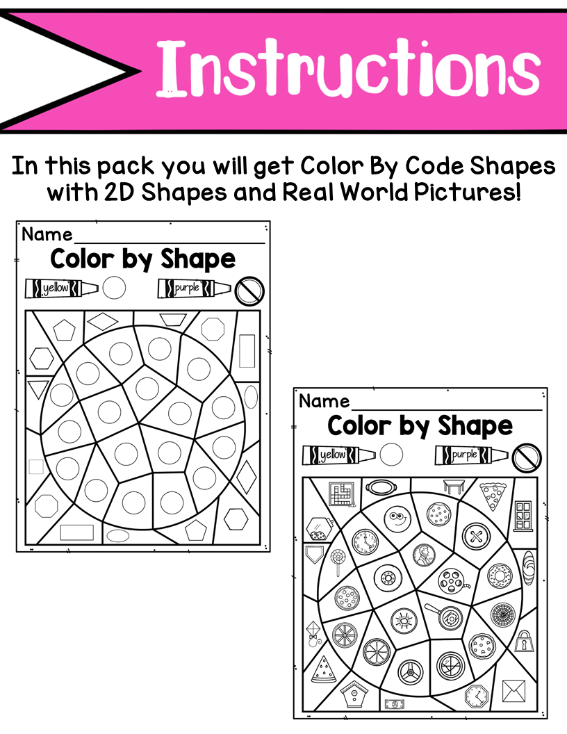 Color By Code 2D Flat Shapes Activty And Worksheets Big Ideas For Little Hands