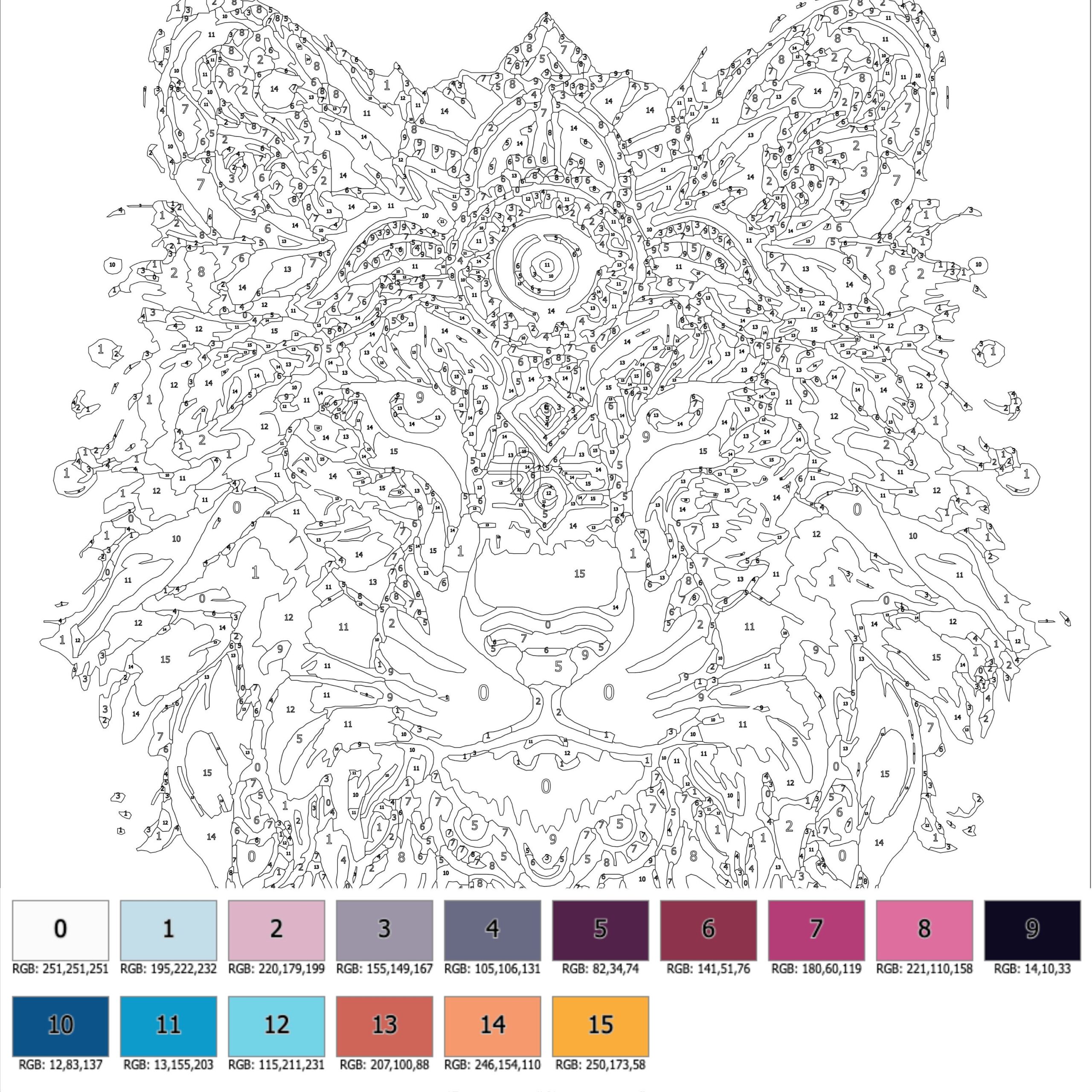 Color By Number For Adult Paint By Number Printable mandala Animal Coloring Pages sheets Digital Download advanced Detailed Book 274 Etsy