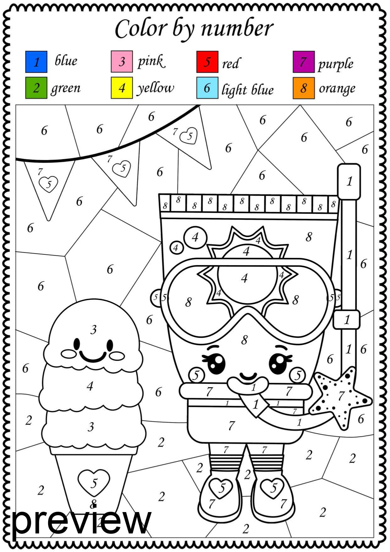 color by number activity sheets