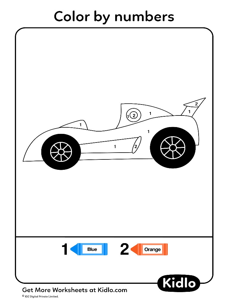race car color by number