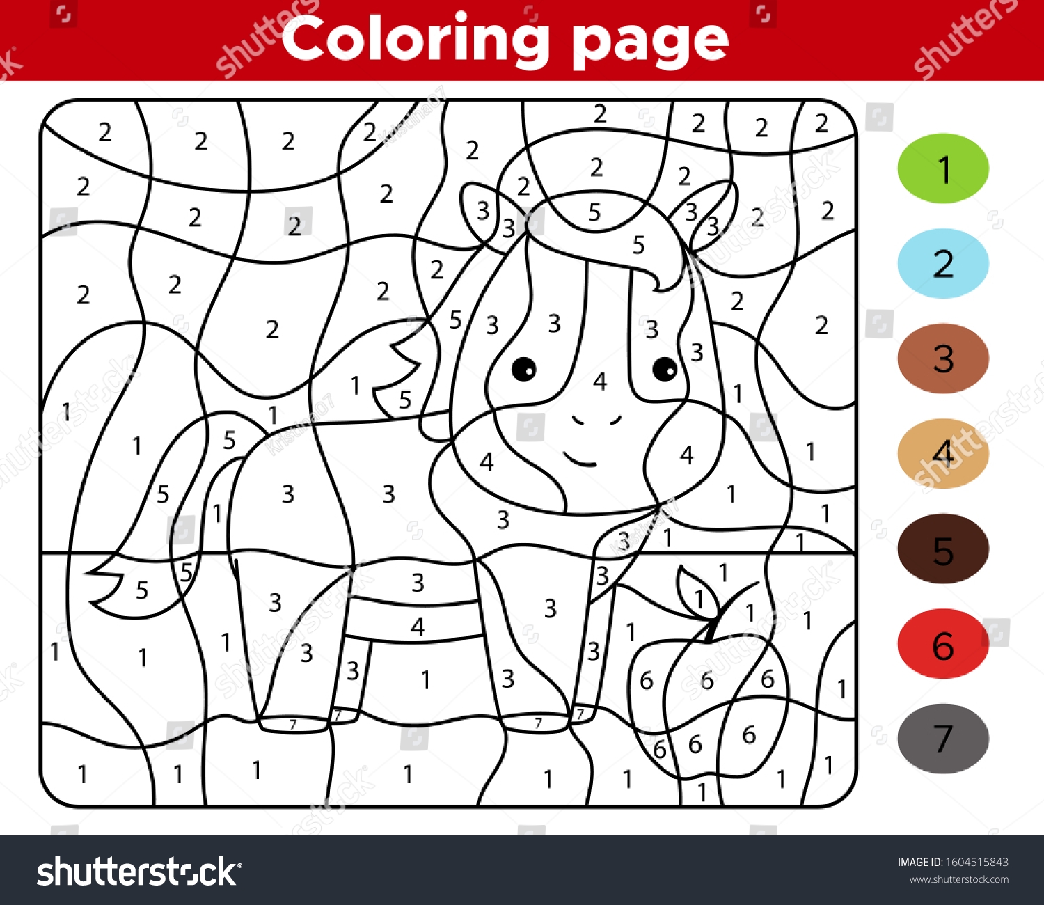 Color By Numbers Educational Game Preschool Stock Vector Royalty Free 1604515843 Shutterstock