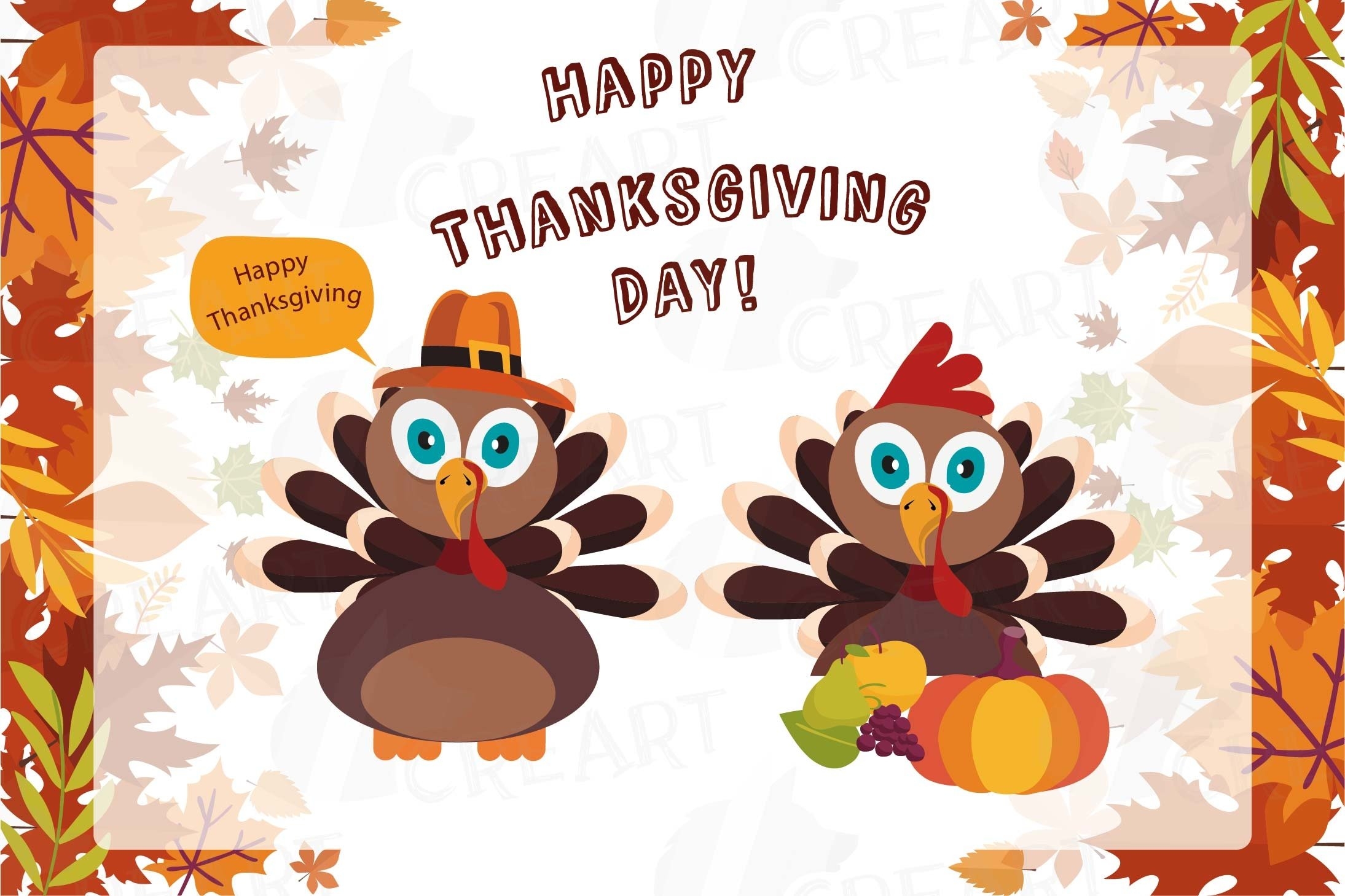 Colorful Thanksgiving Turkey Clip Art Happy Thanksgiving