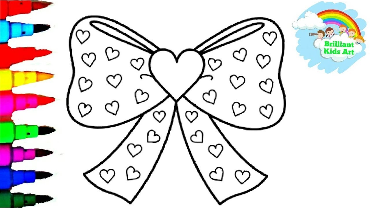 Coloring 4 Beautiful Hair Bows Drawing With Sparkles Coloring Pages L Brilliant Kids Art YouTube