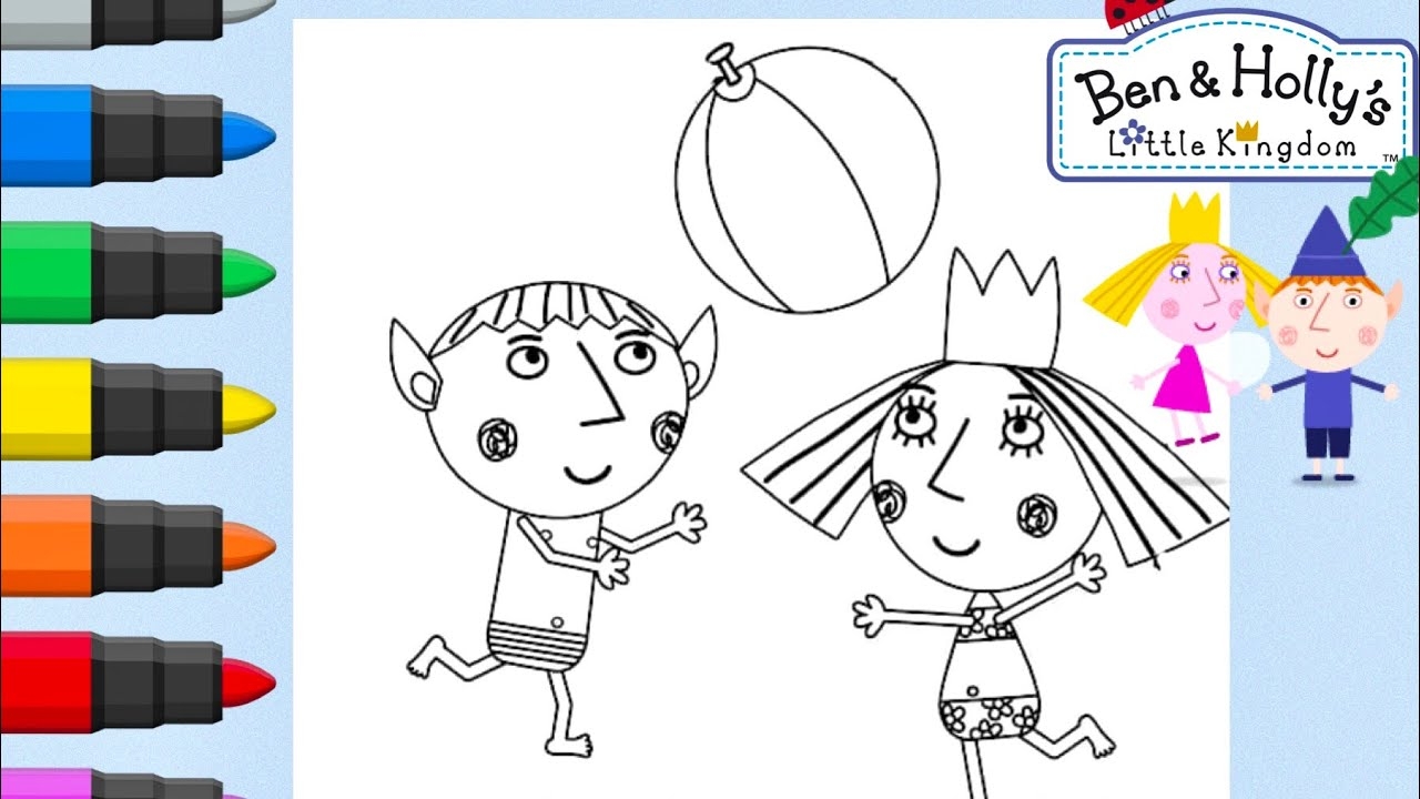 Coloring Ben Holly Playing With Beach Ball From Ben And Holly s Little Kingdom YouTube